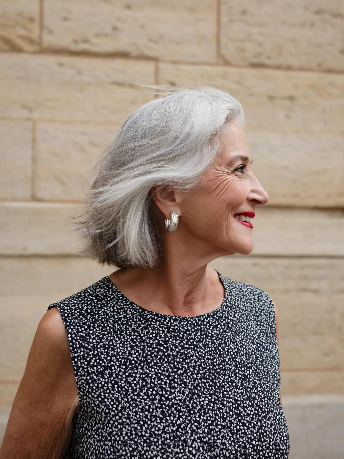 Chin-Length Straight Bob with Natural Volume in Silver Frost