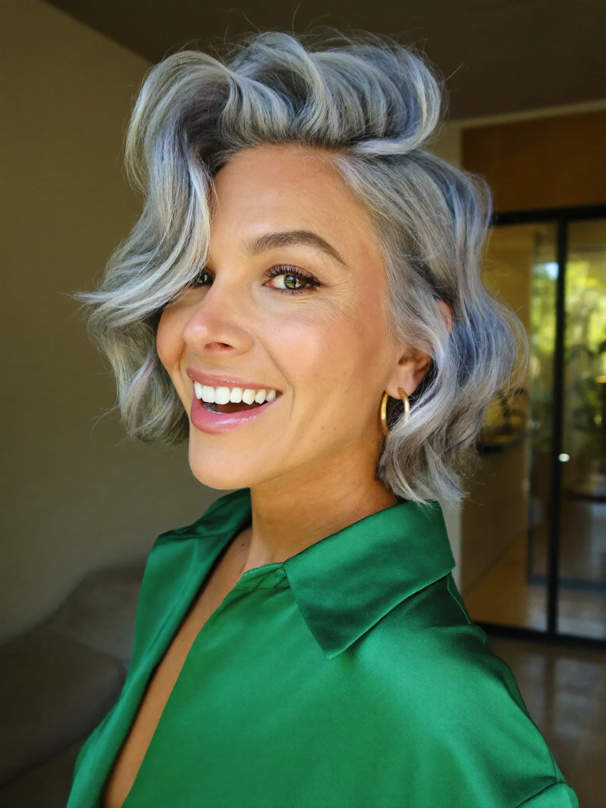 Silver Frost Waves with Voluminous Vintage Bob Styling