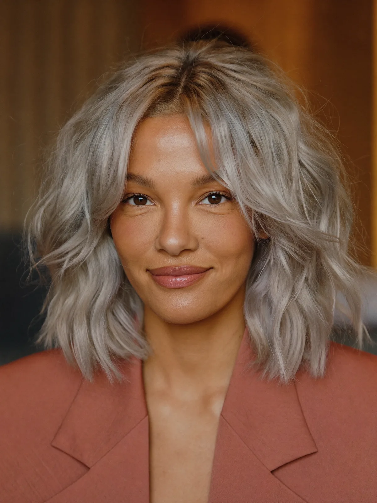 Silver Frost Natural Waves with Voluminous Textured Lob