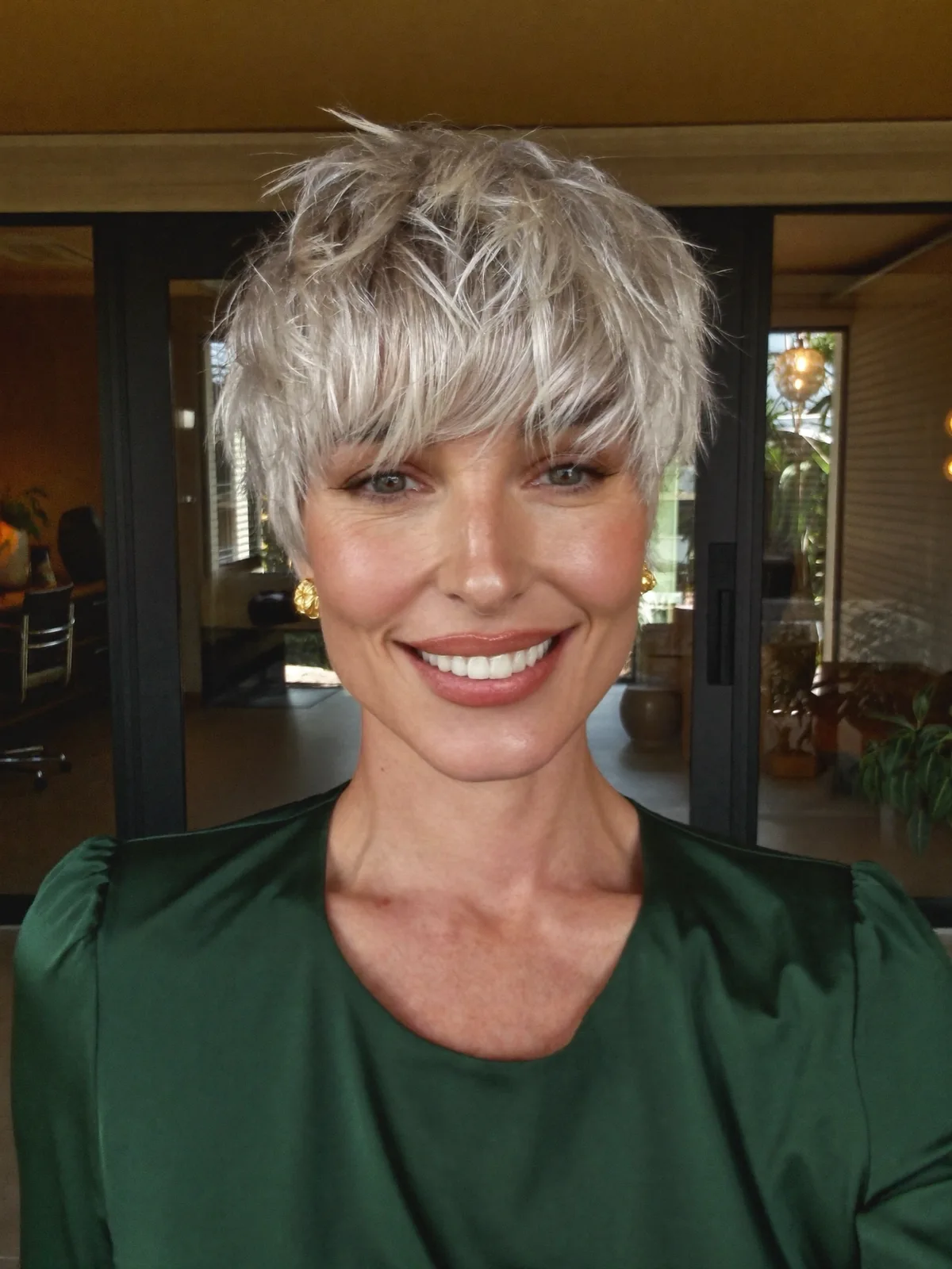 Silver Frost Textured Pixie Cut with Tousled Layers