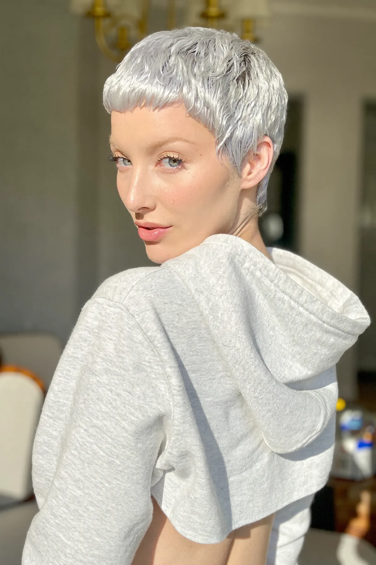 Silver Frost Pixie Crop with Textured Micro Fringe
