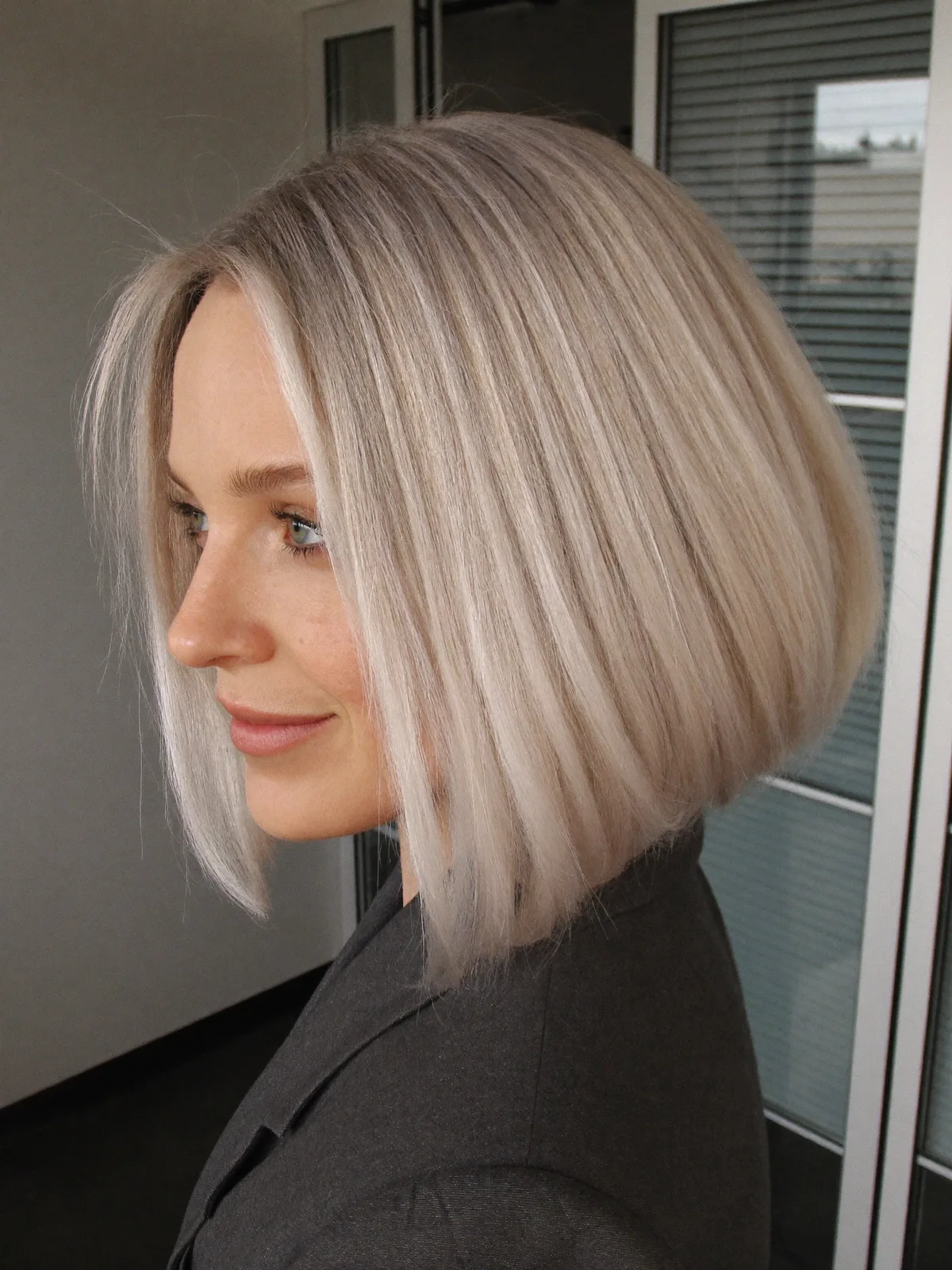 Silver Frost A-Line Bob with Softly Layered Volume