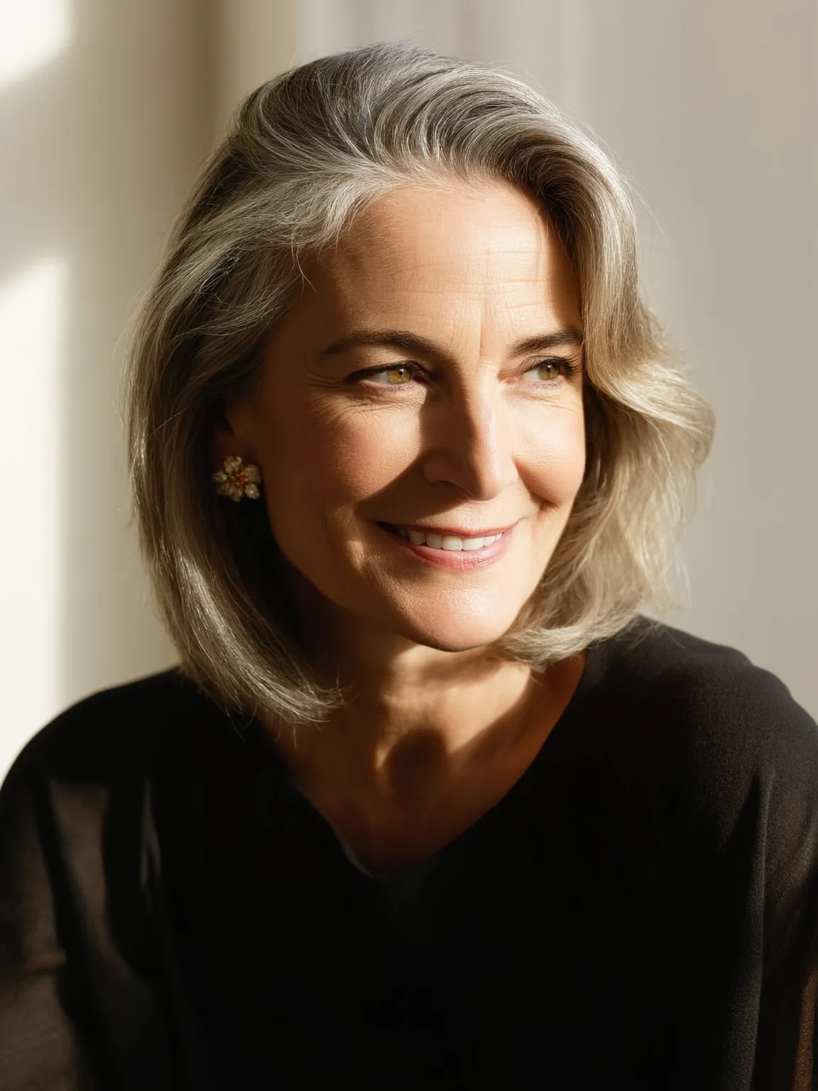 Shoulder-Length Wavy Silver Frost Bob Without Bangs