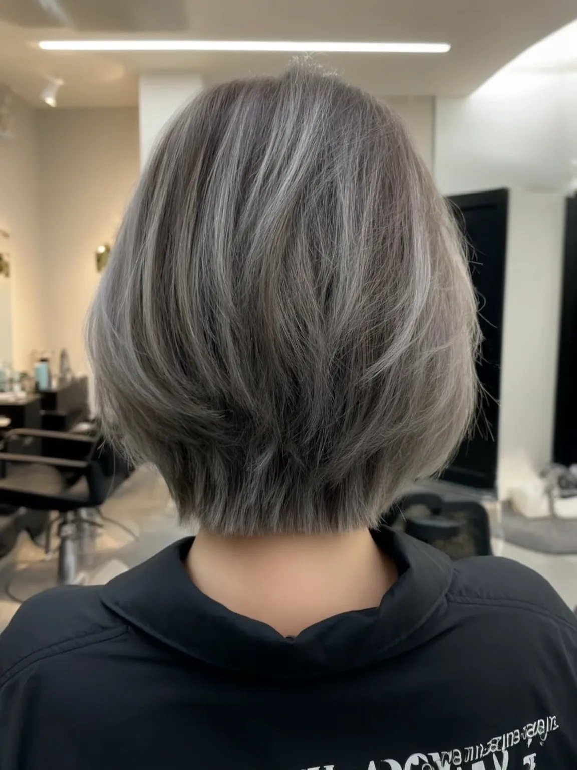 Short and Sleek Silver Frost Bob Without Bangs