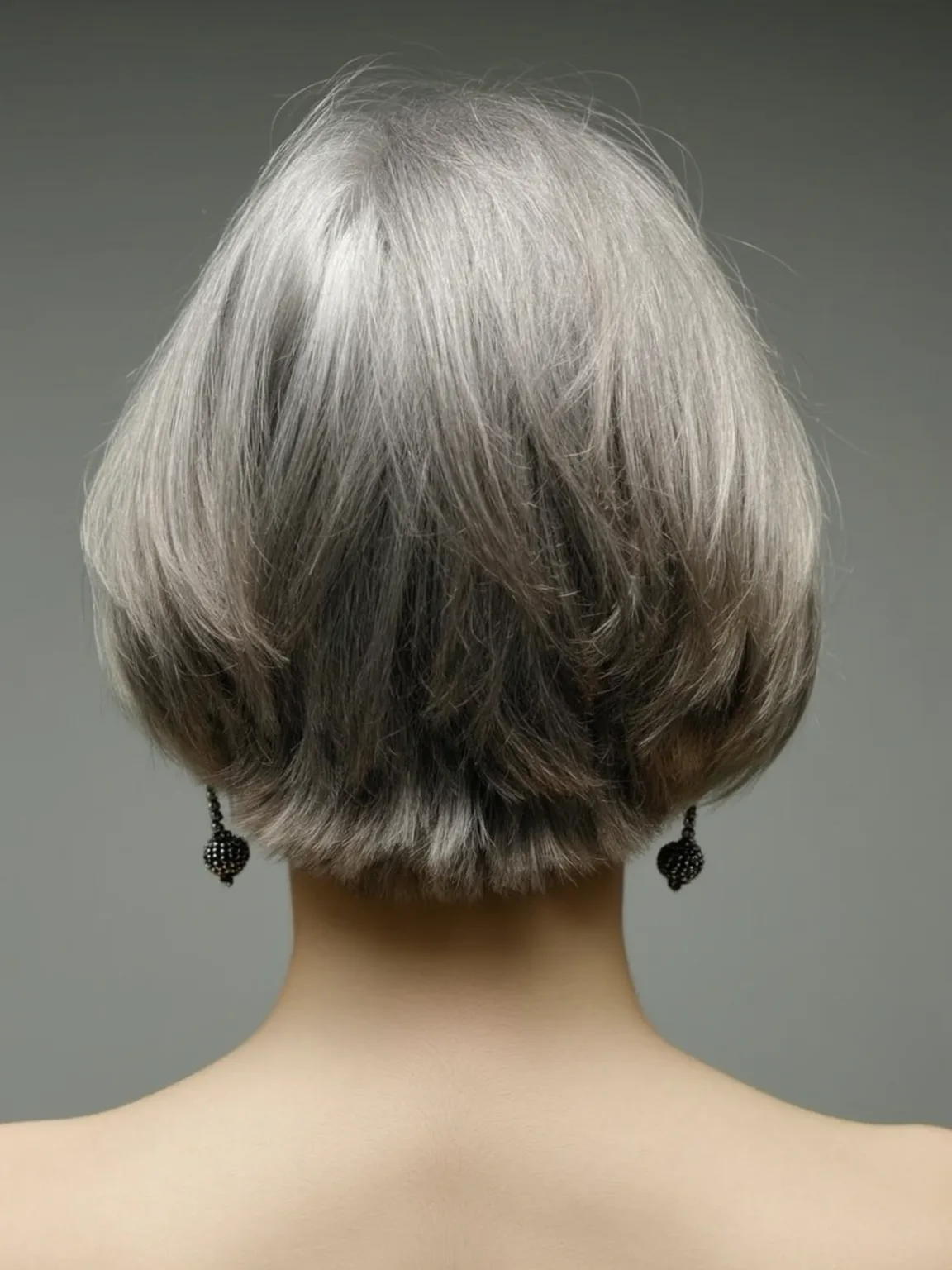 Crisp Chin-Length Silver Frost Bob Without Bangs