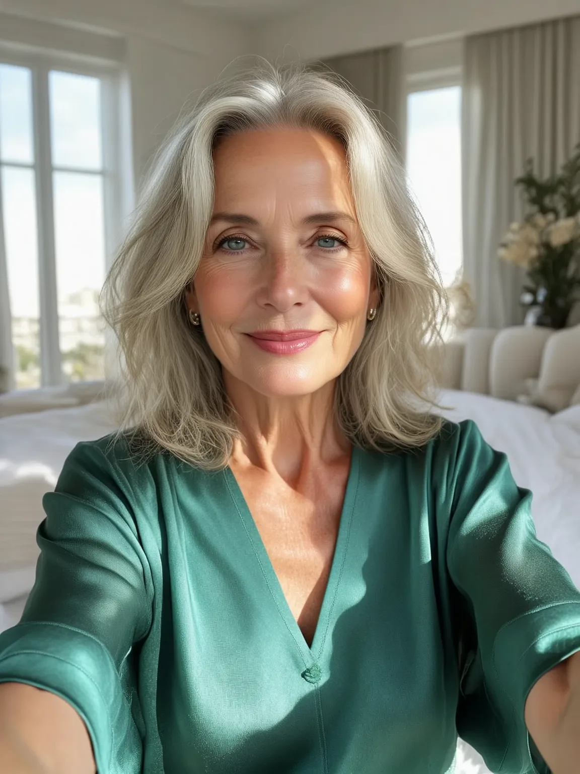 Medium Wavy Silver Frost Lob for Oval Faces