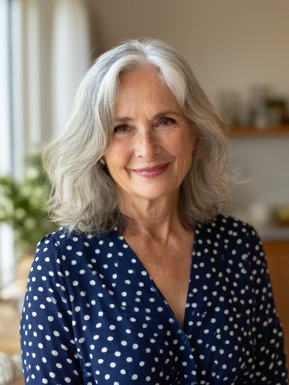 Air-Dry Friendly Wavy Silver Gray Lob