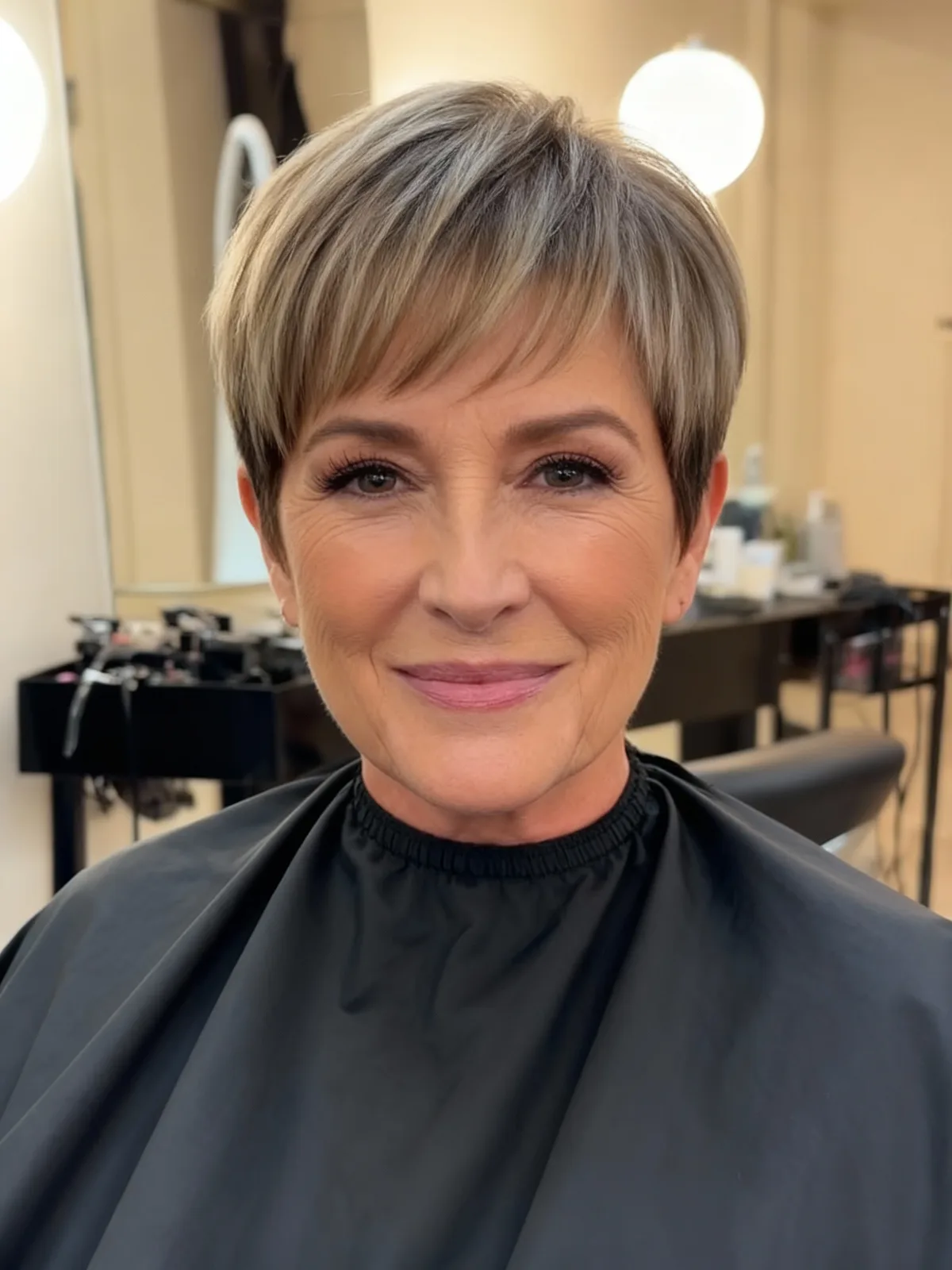 Shadow Rooted Silver Frost Pixie with Side-Swept Bangs