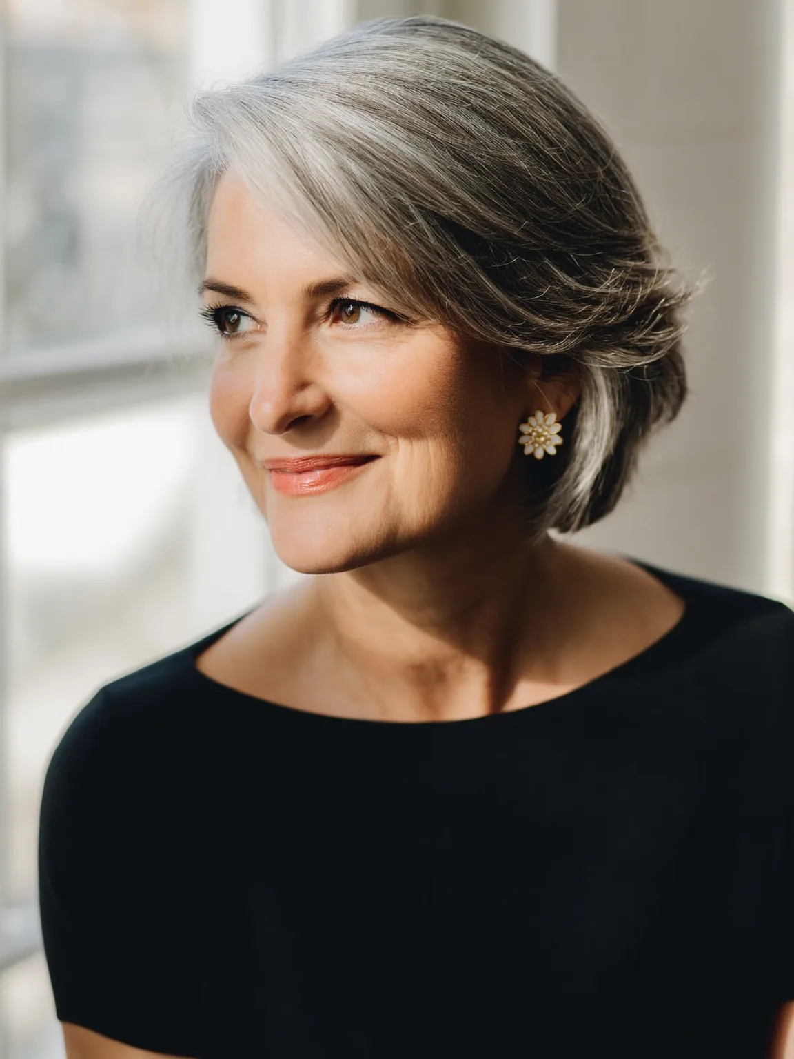 Short Wavy Bob with Side Bangs for Heart-Shaped Face