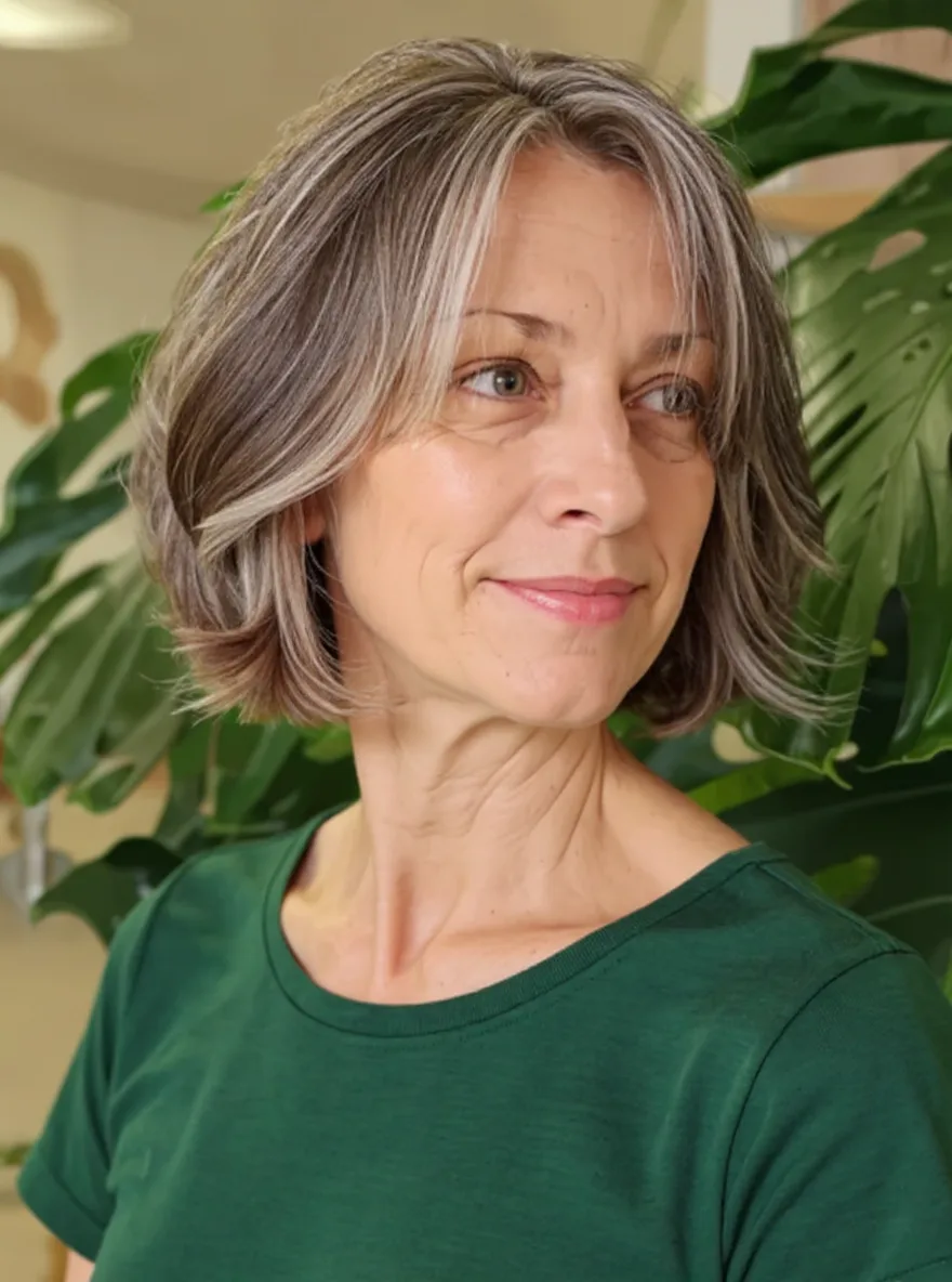 Chin-Length Silver Frost Bob with Soft Ash Tones
