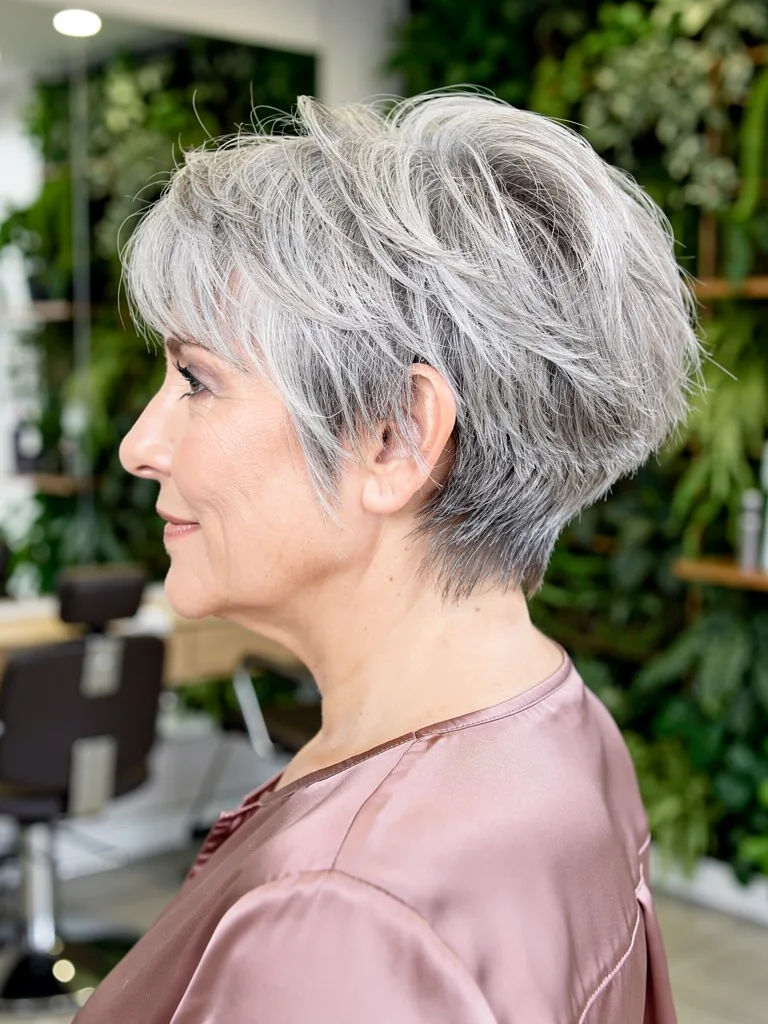Textured Pixie with Natural Silver Frost Sheen