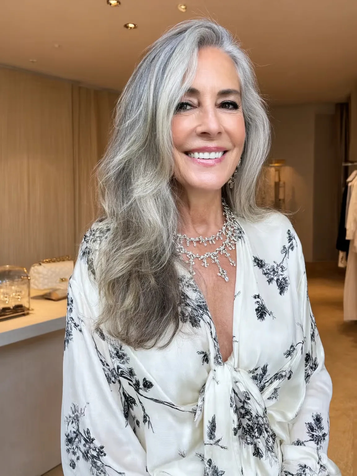 Long Flowing Silver Layers with Natural Grays