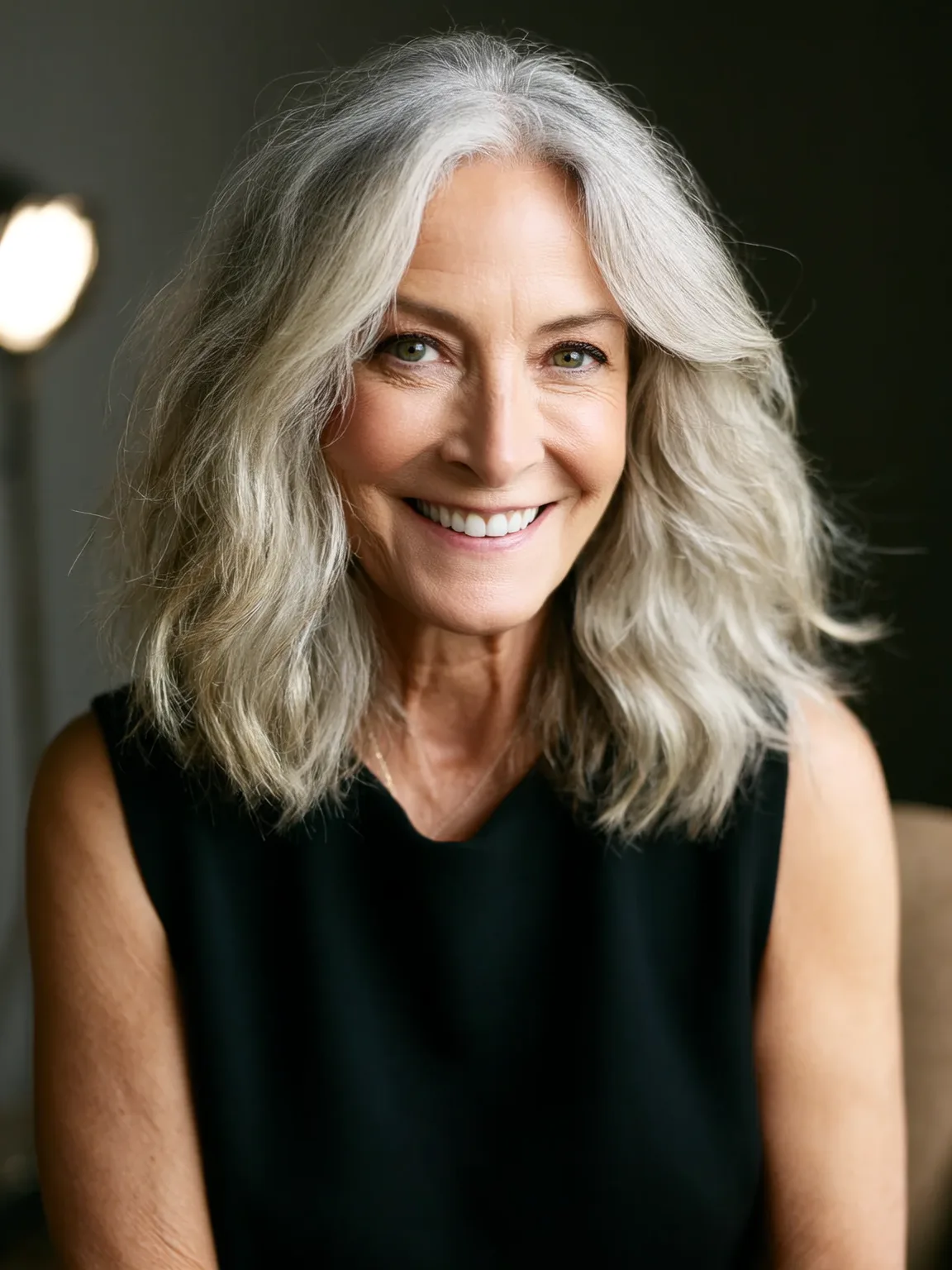 Voluminous Straight Lob in Pure Silver Frost
