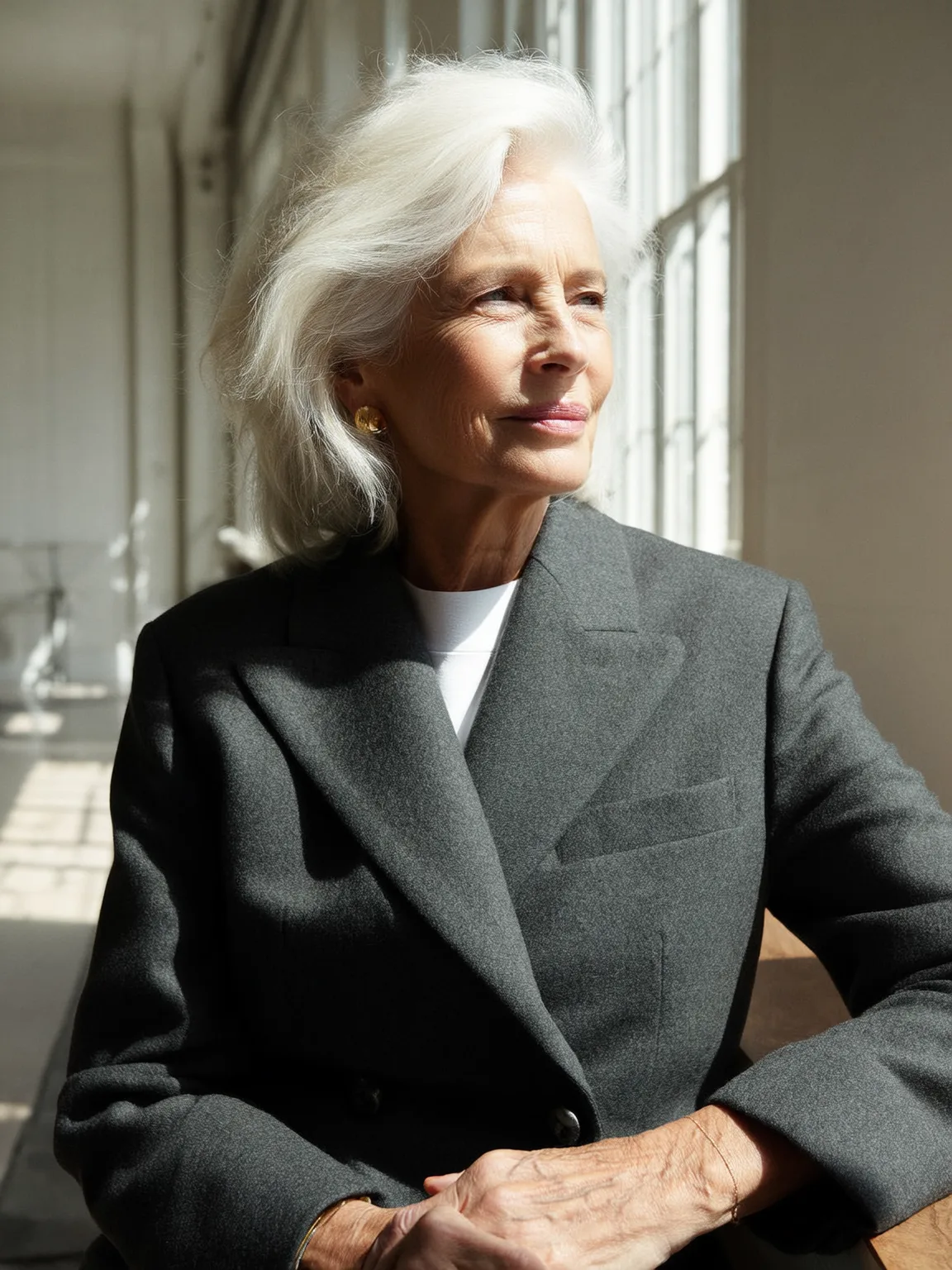 Medium-Length Voluminous Silver Frost Straight Lob