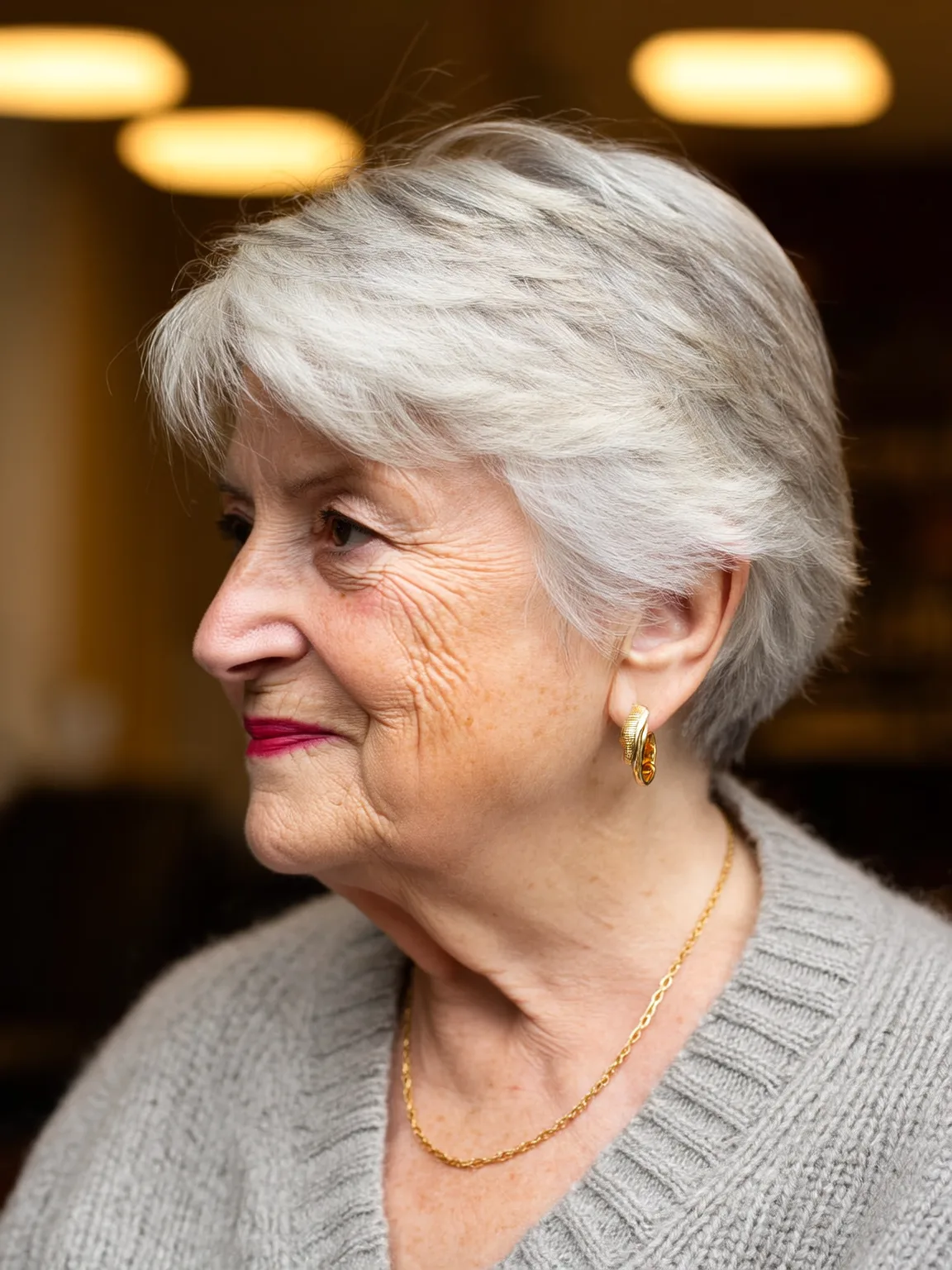 Silver Frost Pixie with Sleek Side-Swept Bangs