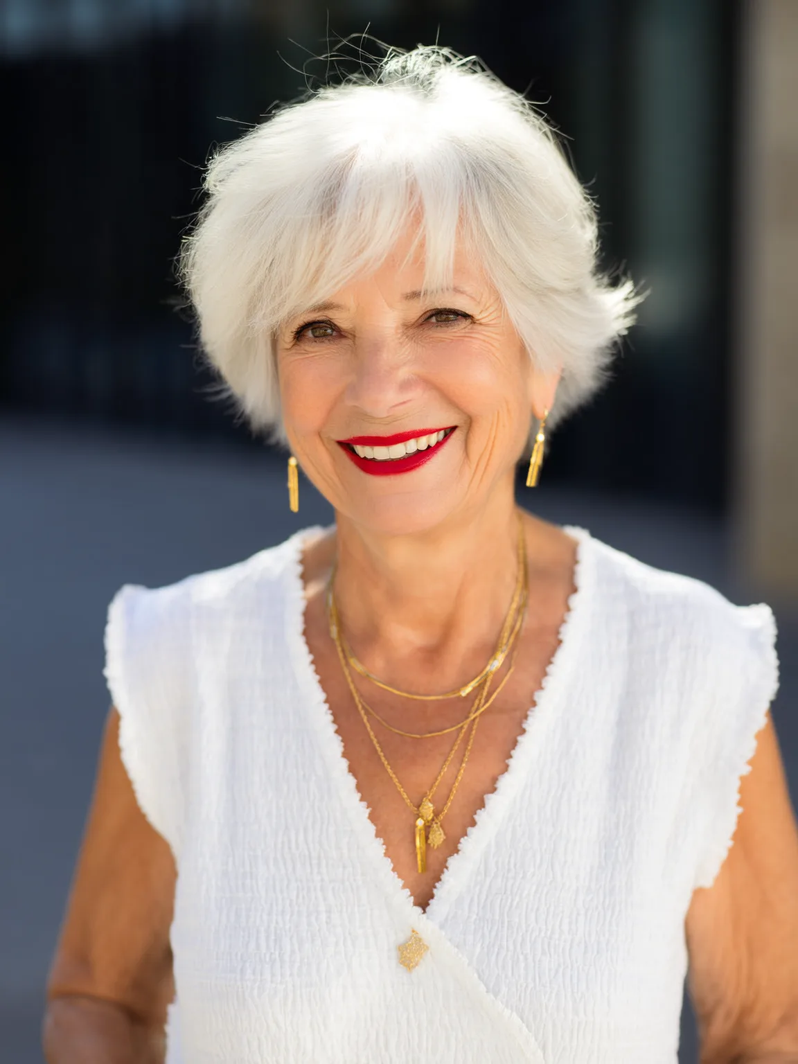 Wavy Silver Frost Pixie with Side-Swept Fringe