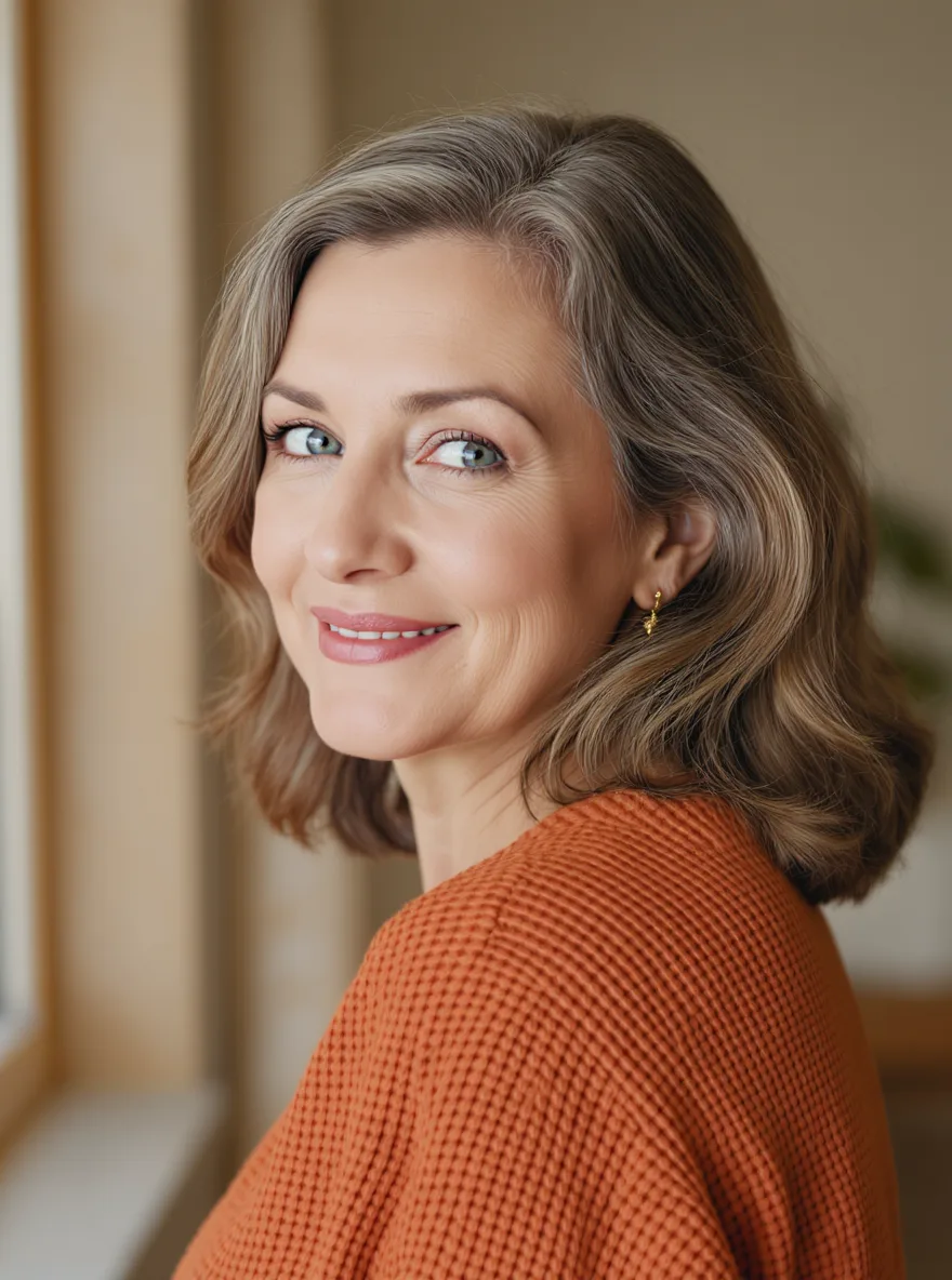 Soft Ash Brown Layers with Subtle Silver Highlights