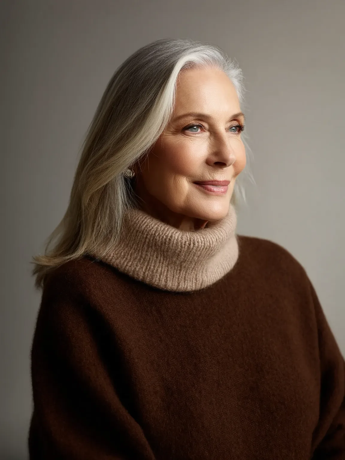 Long Layered Cut with Silver Gray Elegance
