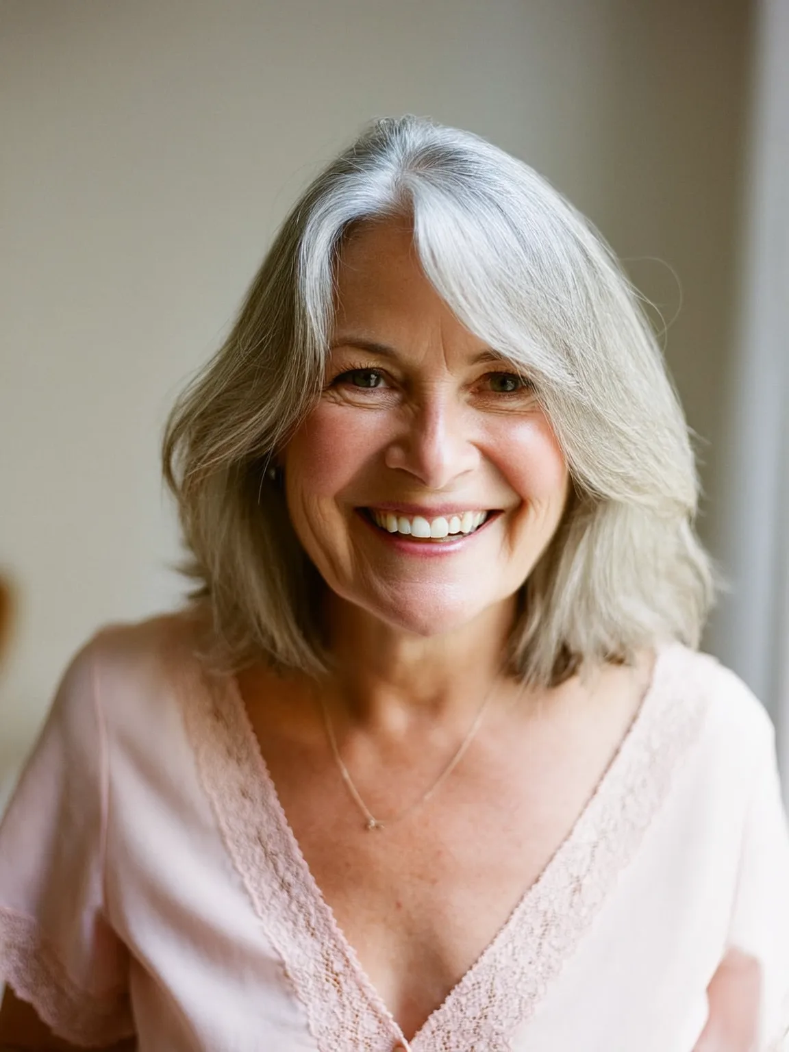 Classic Shoulder-Length Bob with Silver Ash Shine