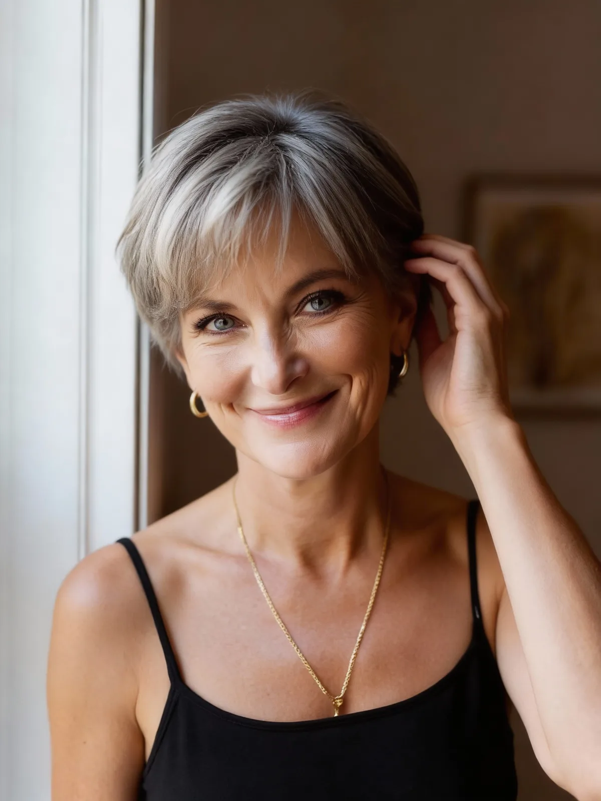 Classic Short Pixie with Silver Frost Tone