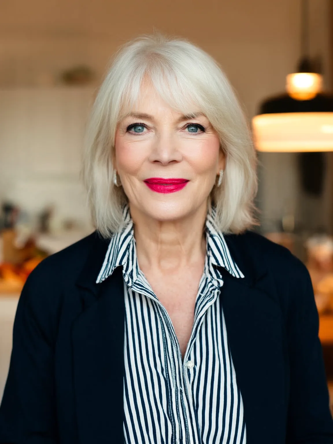 Chin-Length Bob with Silvery Frost Sheen