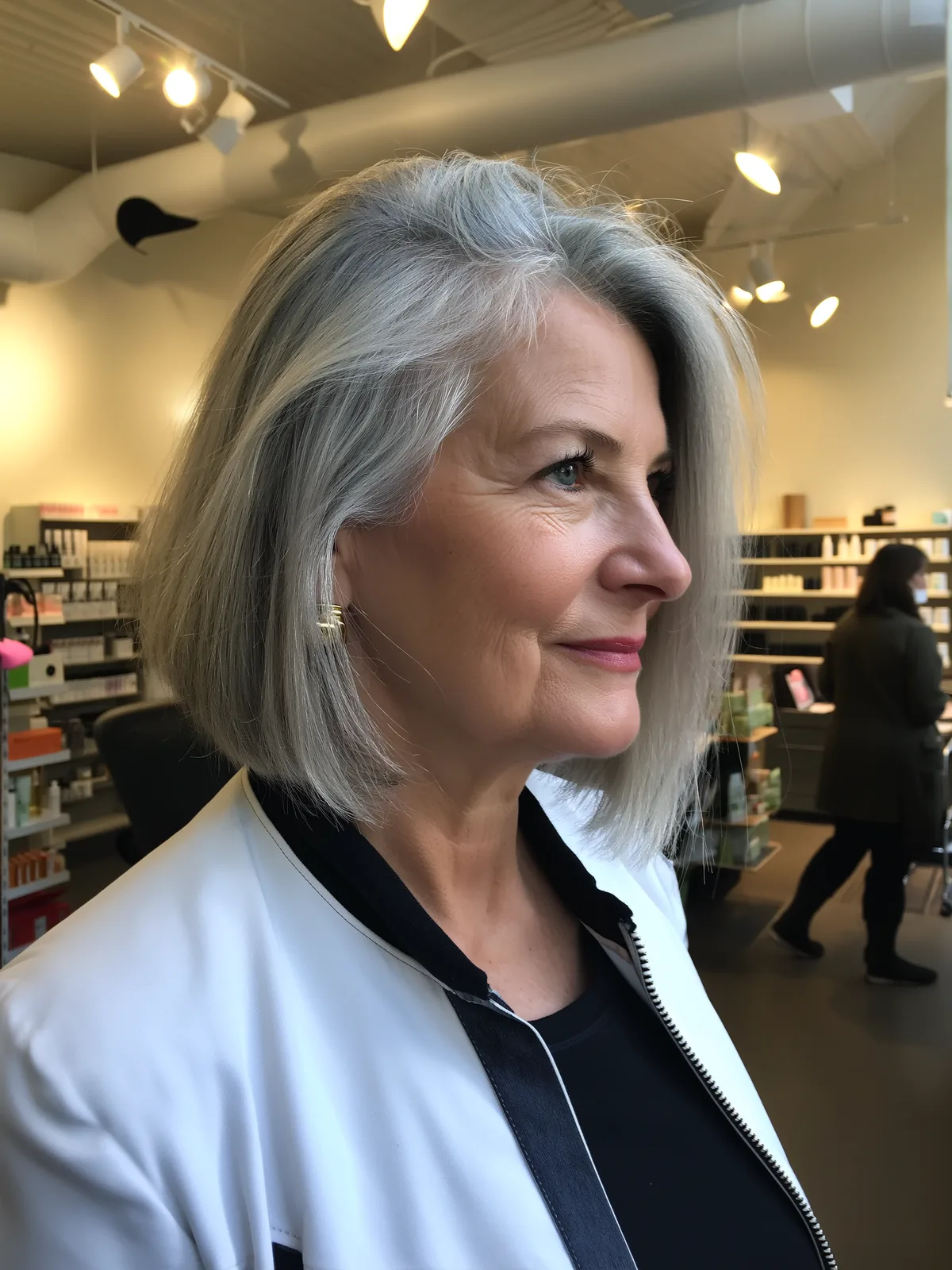 Classic Silver Frost Bob with Side Part