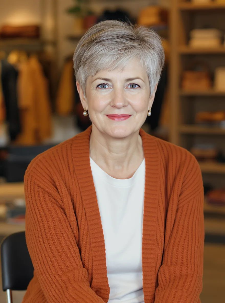 Classic Pixie with Silver Frost and Side-Swept Bangs