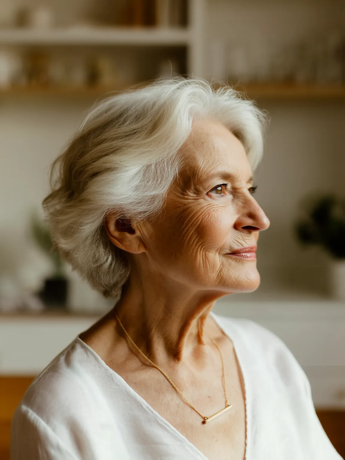 Wavy Short Silver Frost Pixie Cut for Oval Faces