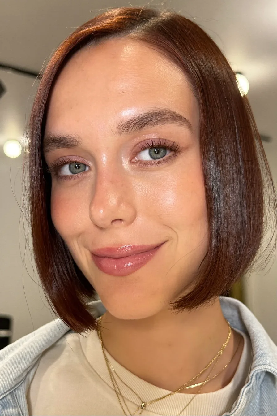 Polished Straight Blunt Bob With Chic Deep Side Parting