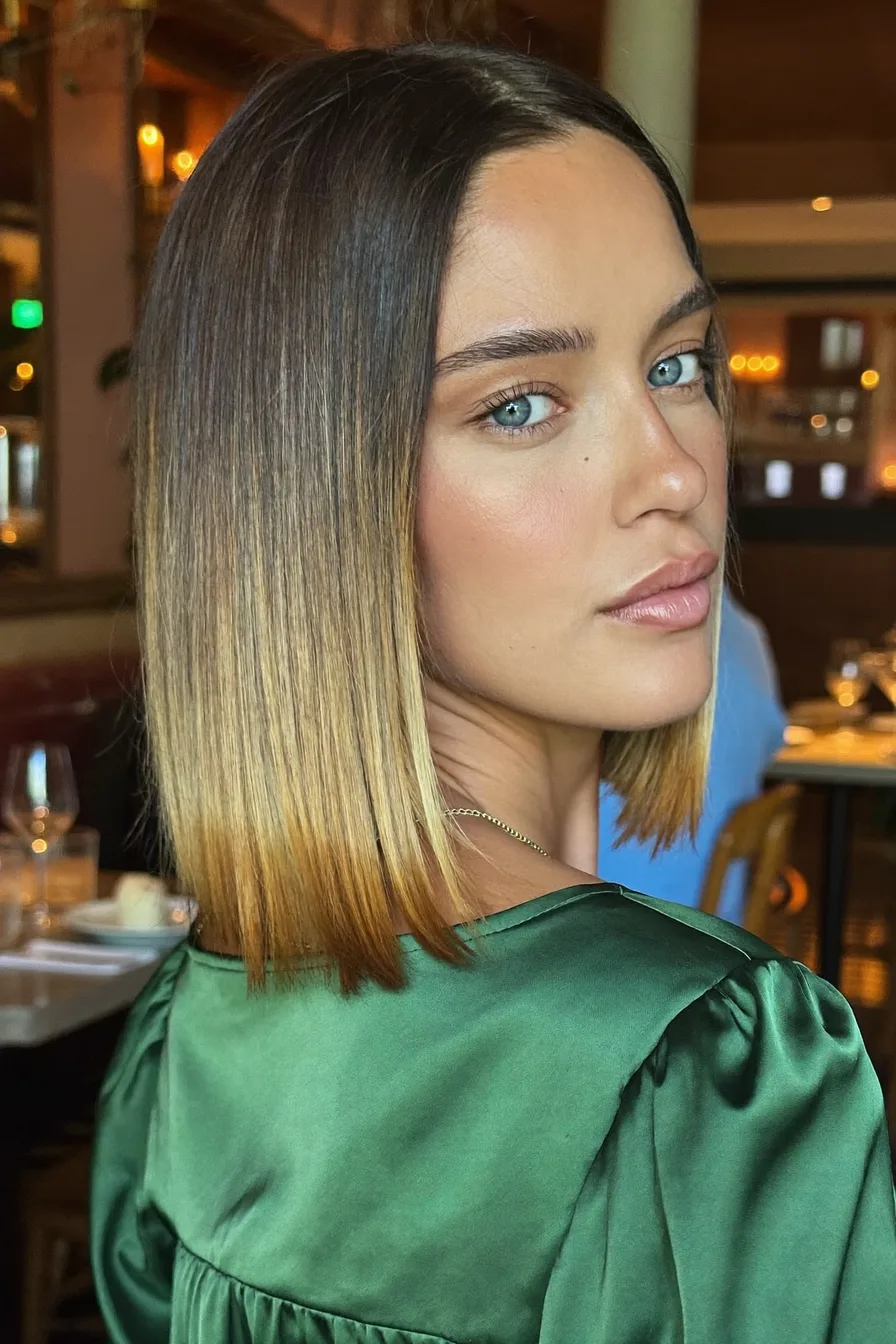 Chic Center-Parted Straight Blunt Bob for Maximum Sleekness