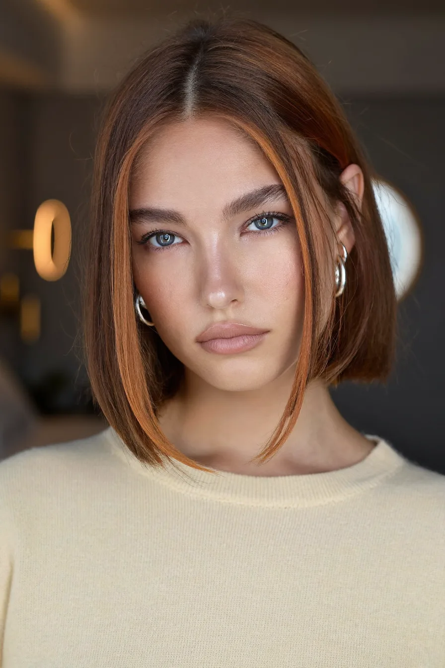 Chic Center-Parted Straight Blunt Bob for Sleek Precision