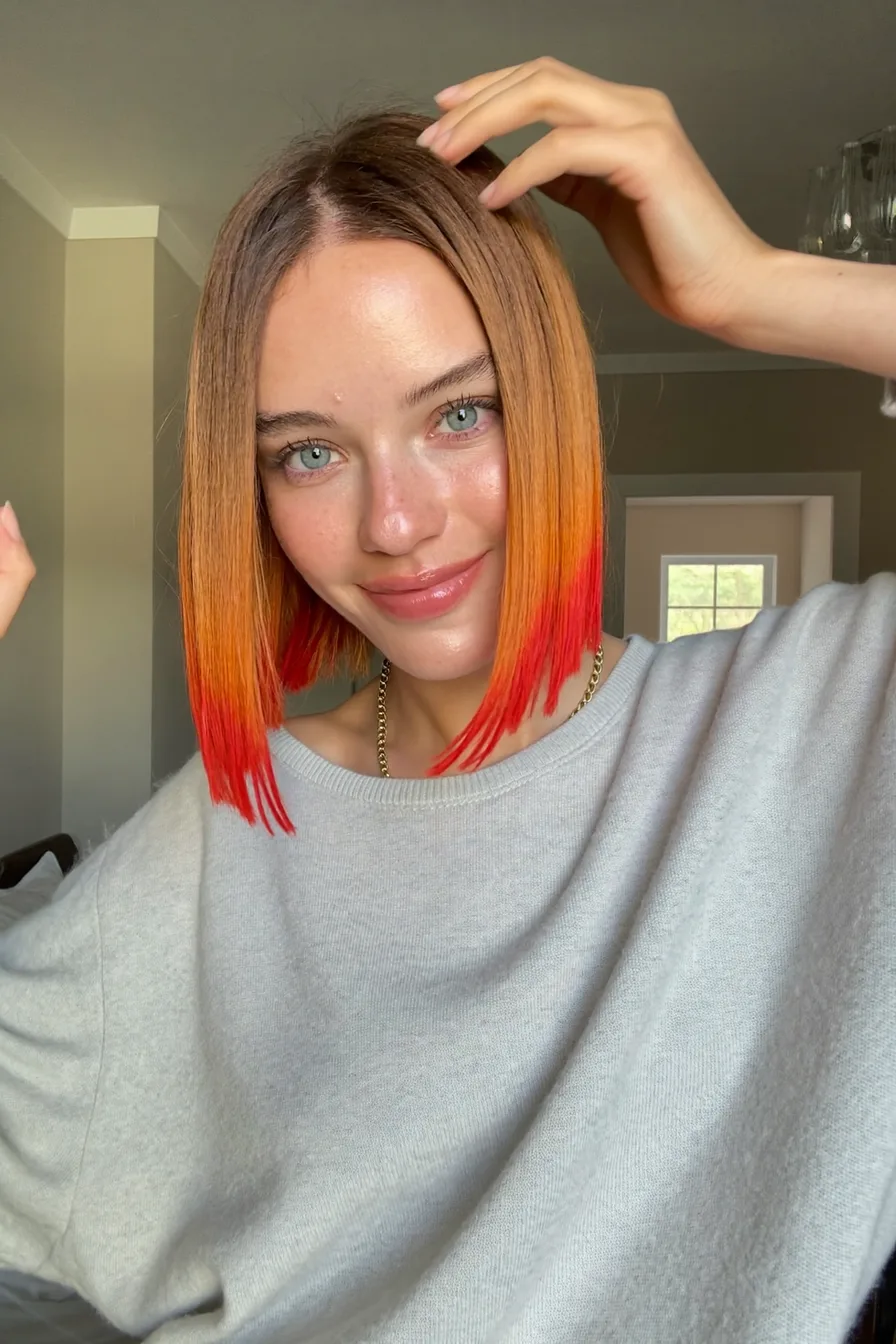 Vibrant Ombre Straight Blunt Bob for Striking Definition