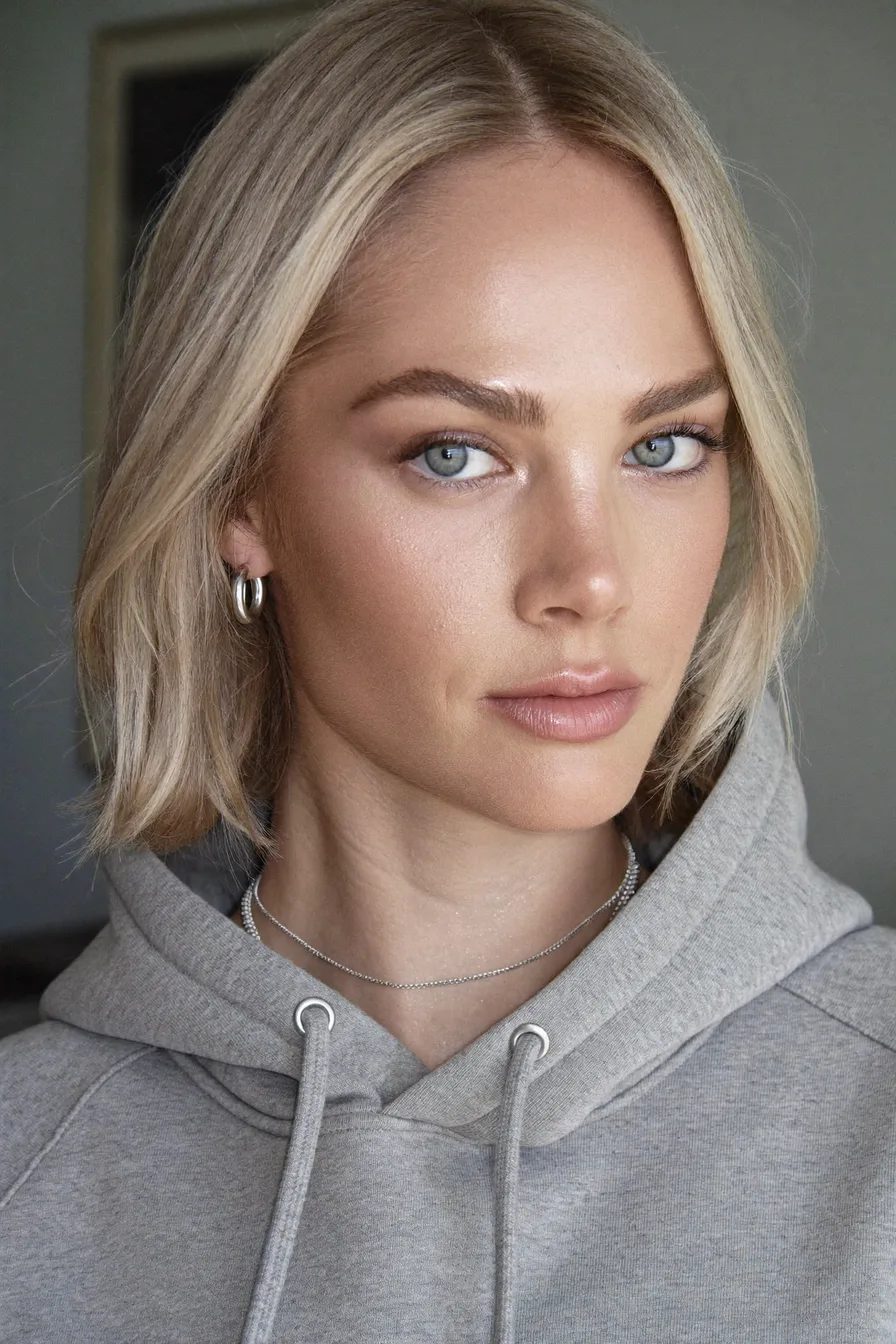Sleek Center-Parted Straight Bob with Subtle Face-Framing
