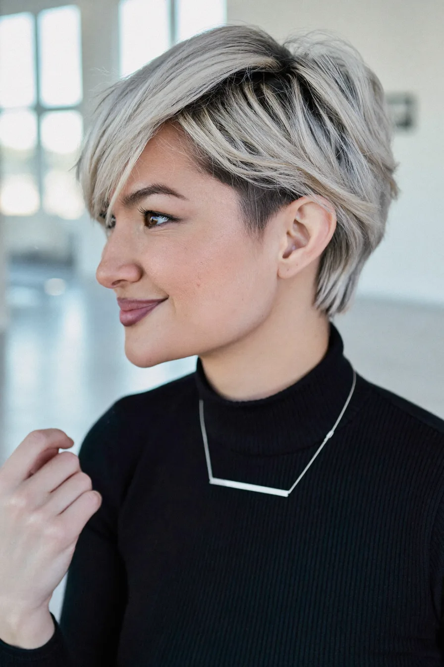 Chic Layered Straight Bob with Side-Swept Bangs for Modern Elegance