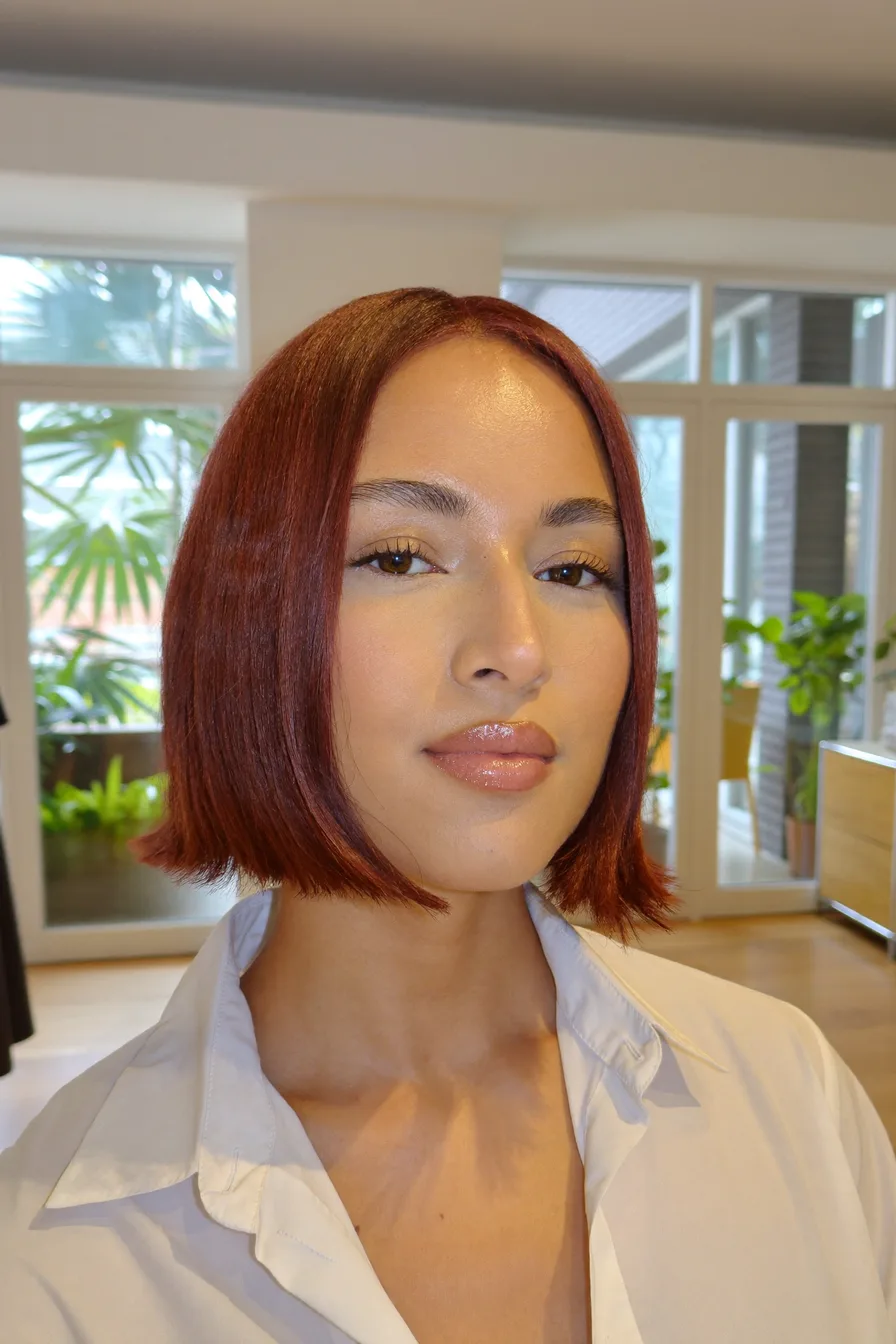 Glossy Center-Parted Straight Bob for Modern Elegance