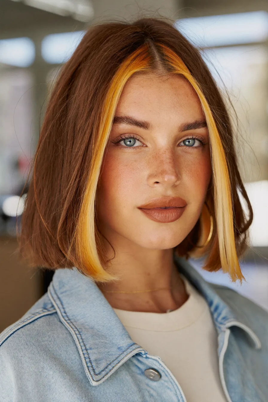 Chic Straight Bob with Bold Face-Framing Highlights