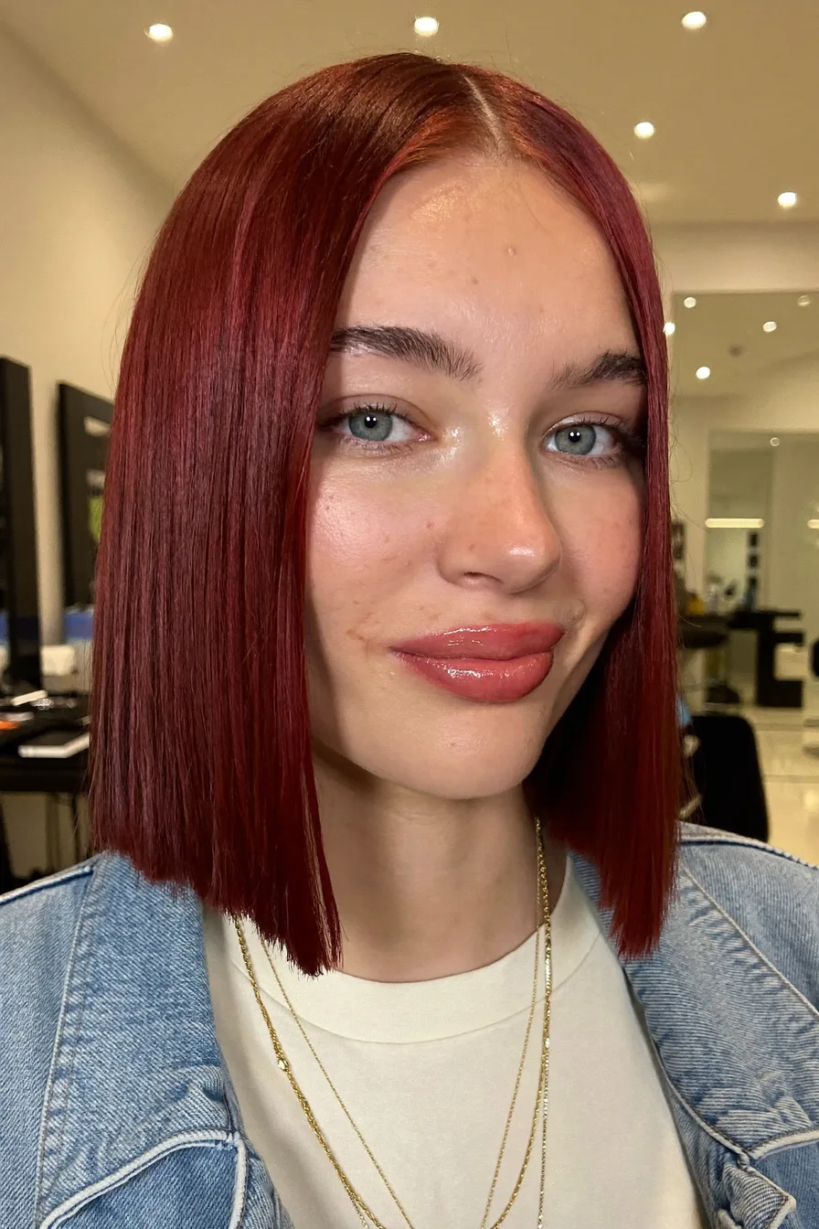 Precision Straight Bob with Sleek Center Part for Modern Edge