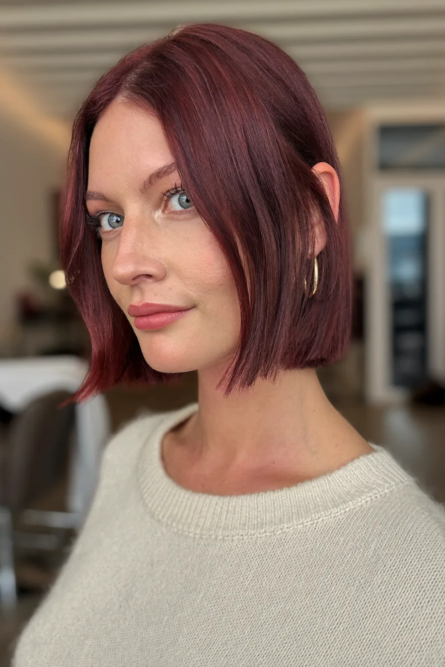 Sleek Straight Chin-Length Bob with Deep Side Part