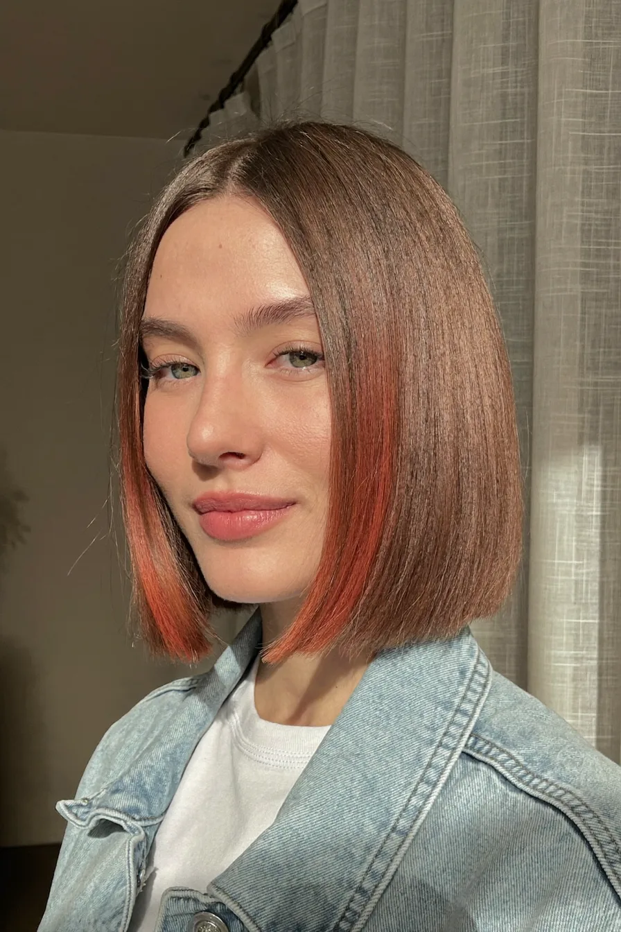 Sleek Chocolate Brown Straight Bob with Subtle Warm Undertones