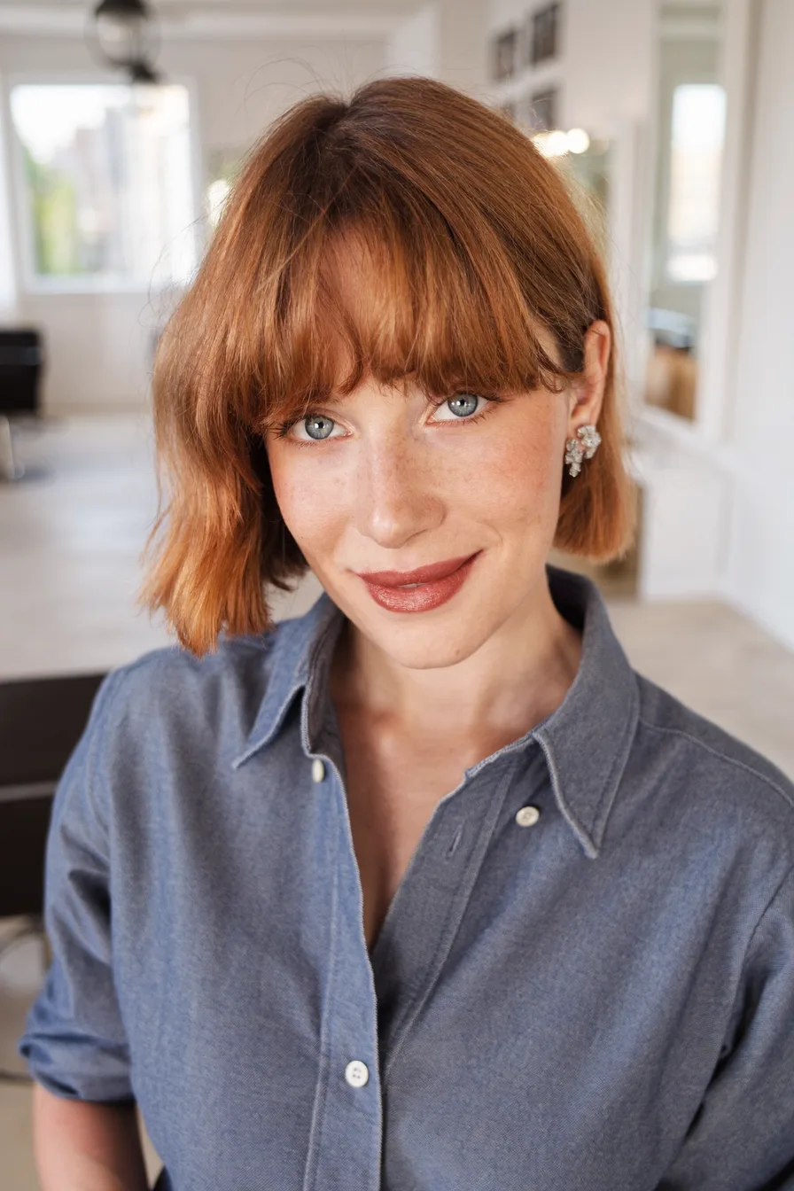Chic Straight Bob with Blunt Bangs for Effortless Polish