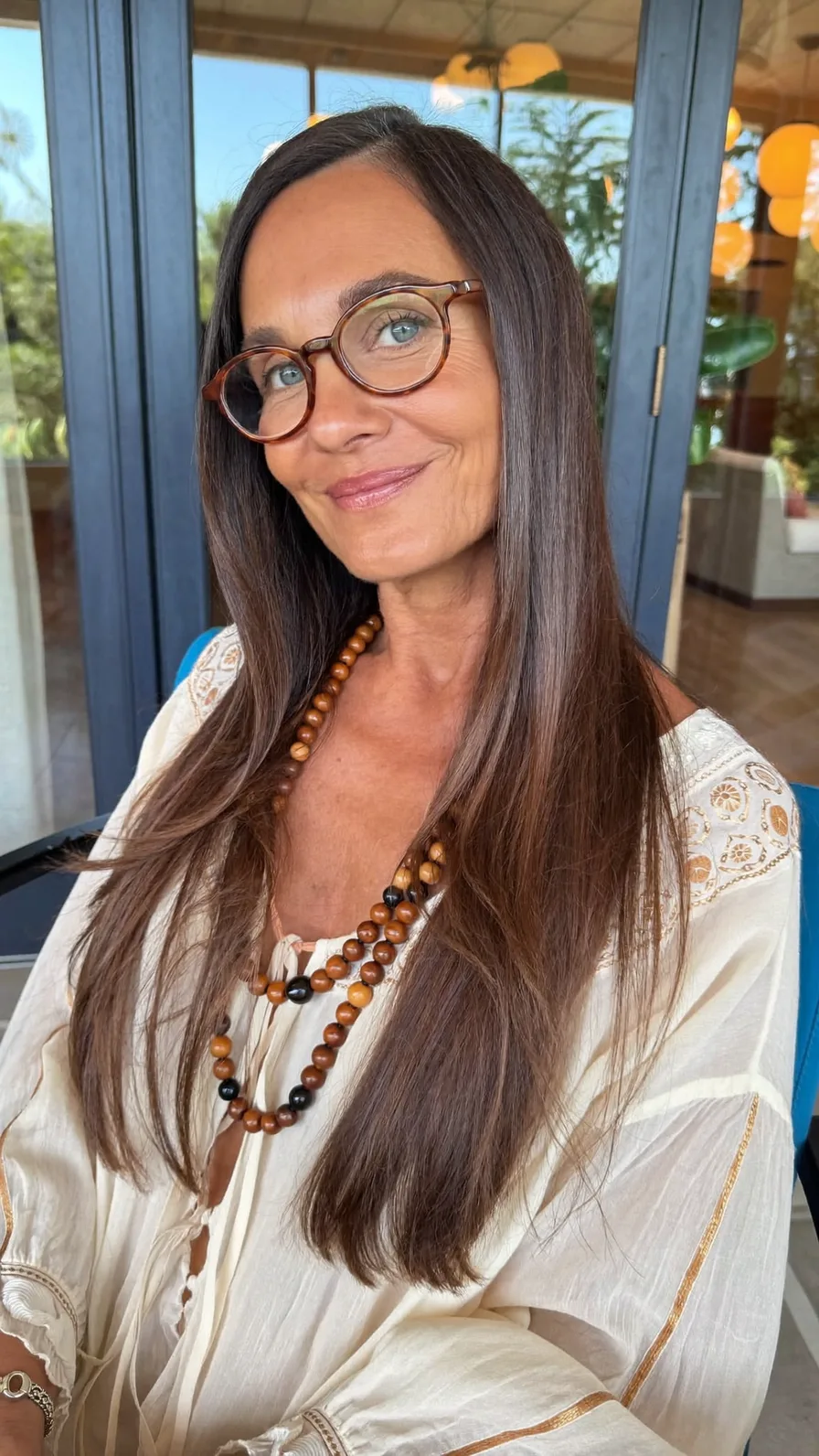 Sleek Long Layered Hair with Rich Espresso Brown Shine