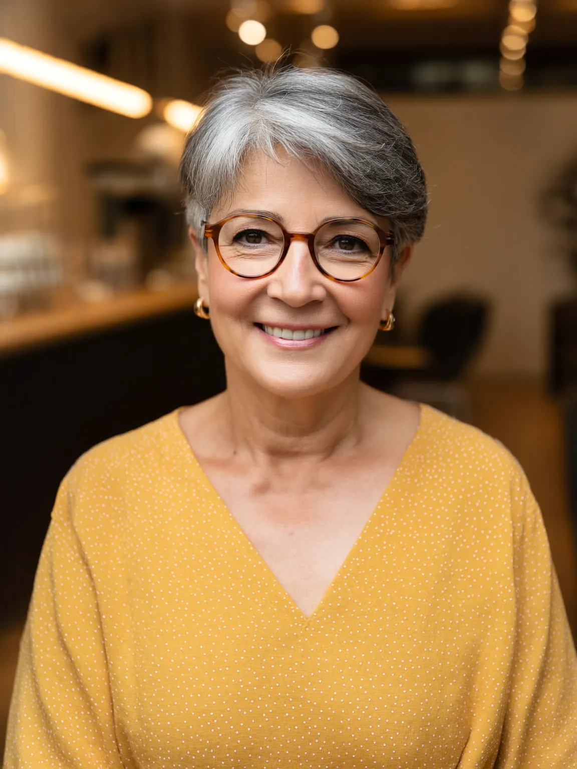 Silver Pixie with Charcoal Lowlights and Side-Swept Bangs