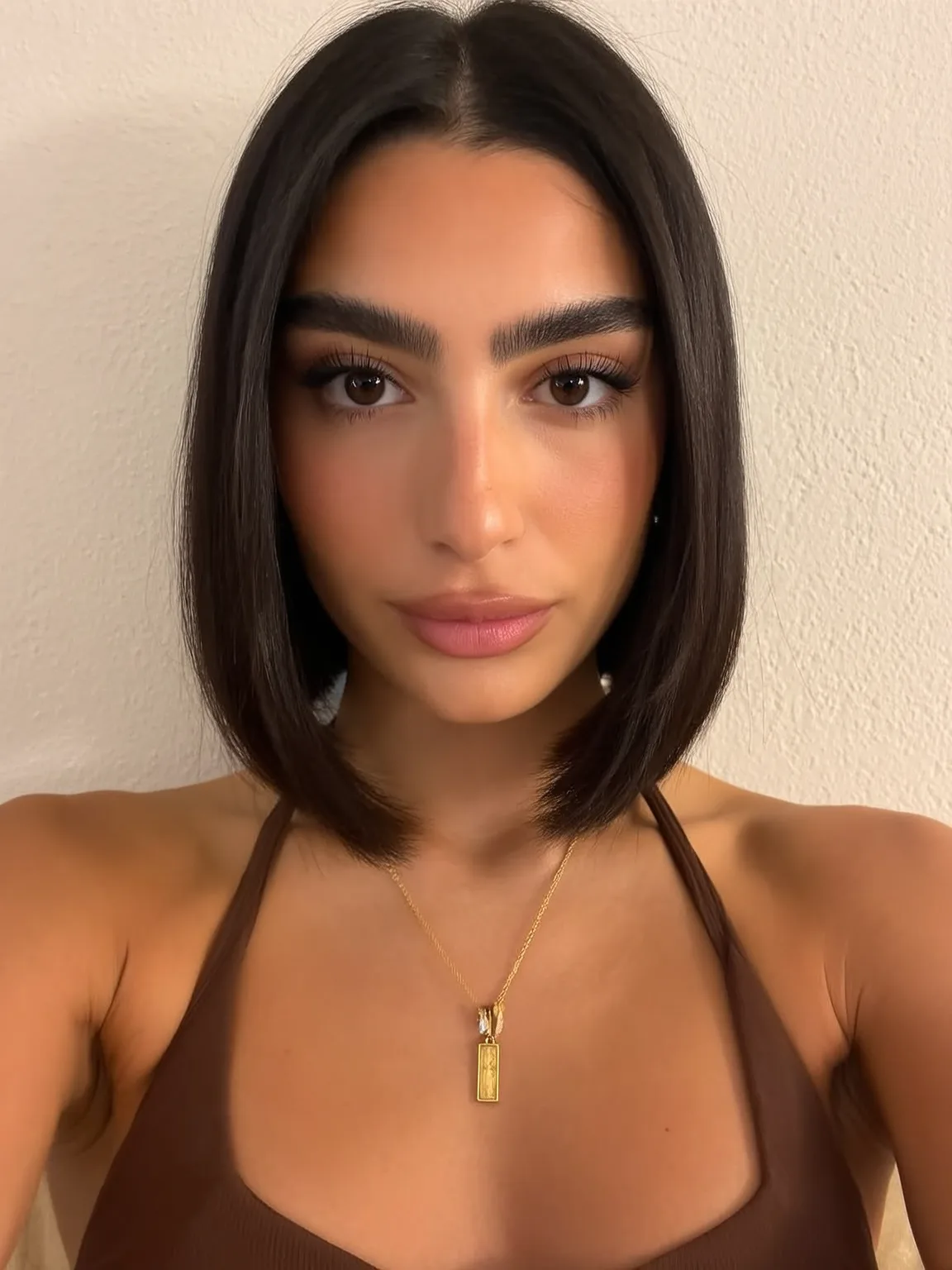 Flat Espresso Brown Bob without Bangs