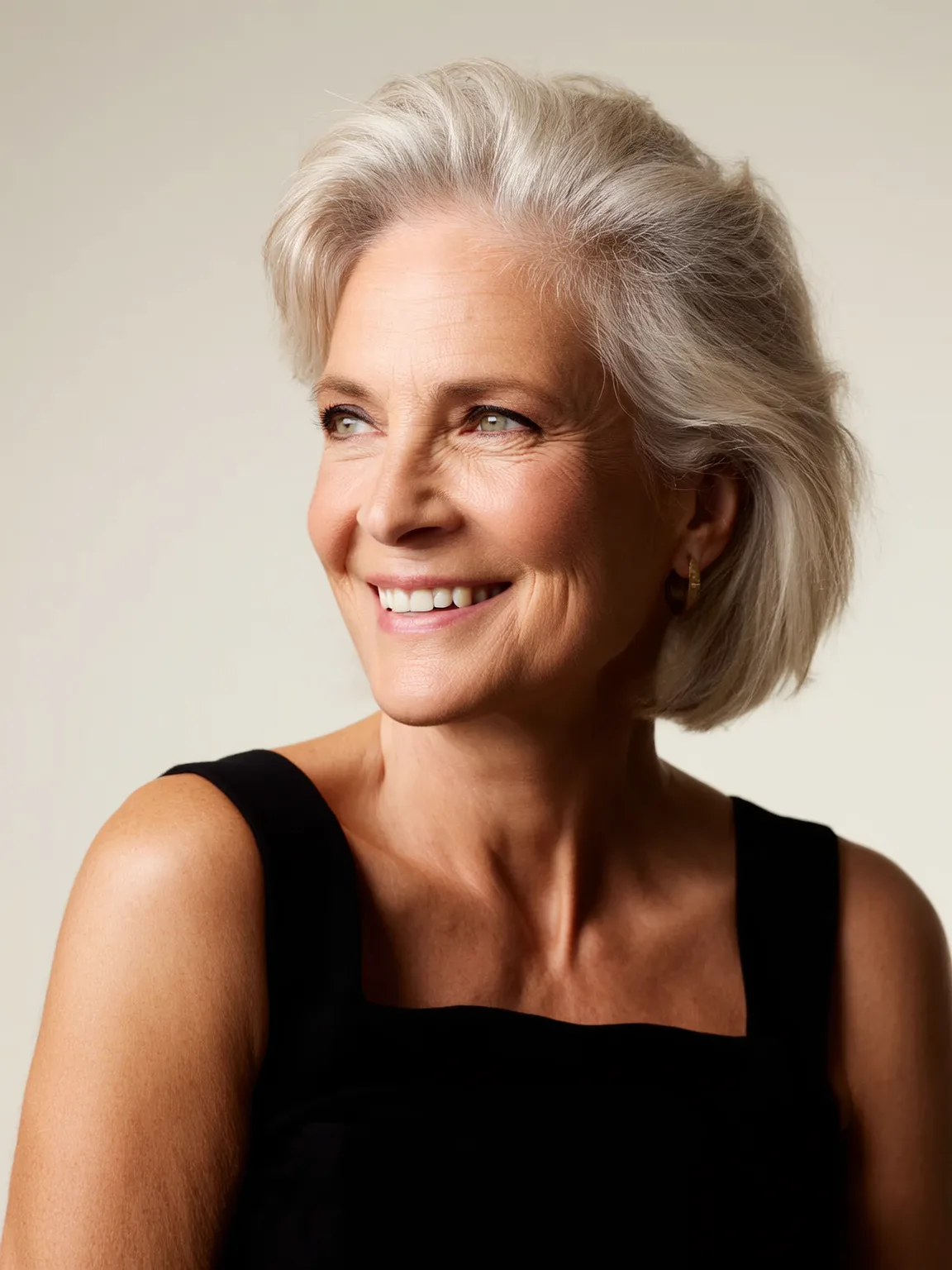 Short Silver Frost Bob with Sleek Straight Texture
