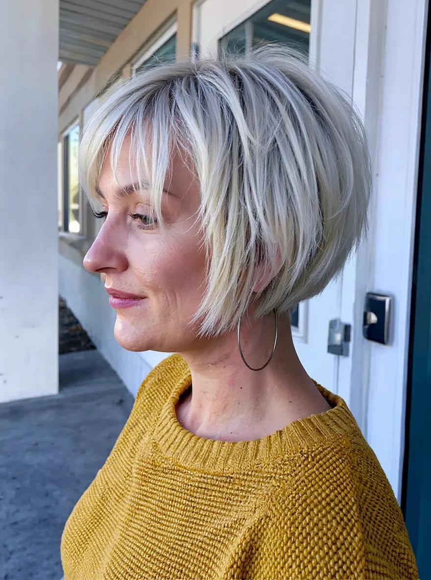 Platinum Blonde Wispy Pixie with Soft Edges