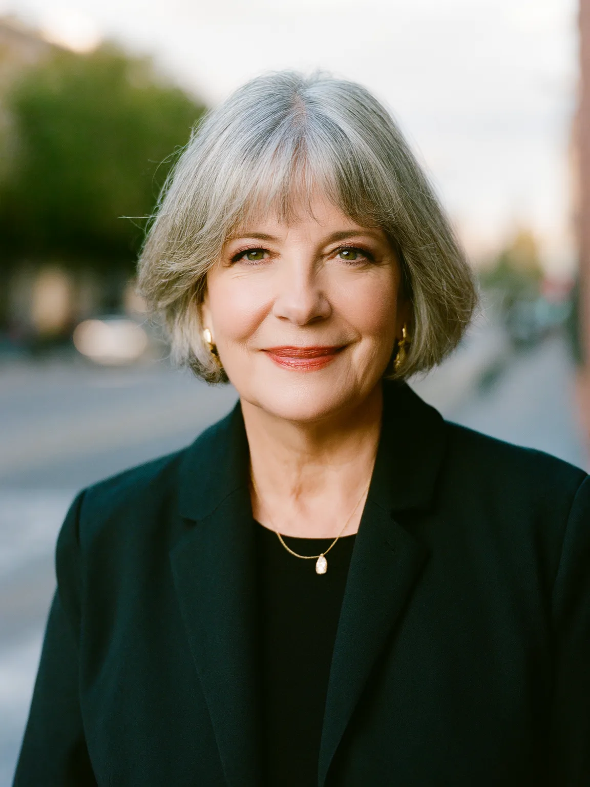 Chin-Length Silver Frost Bob with Blunt Bangs