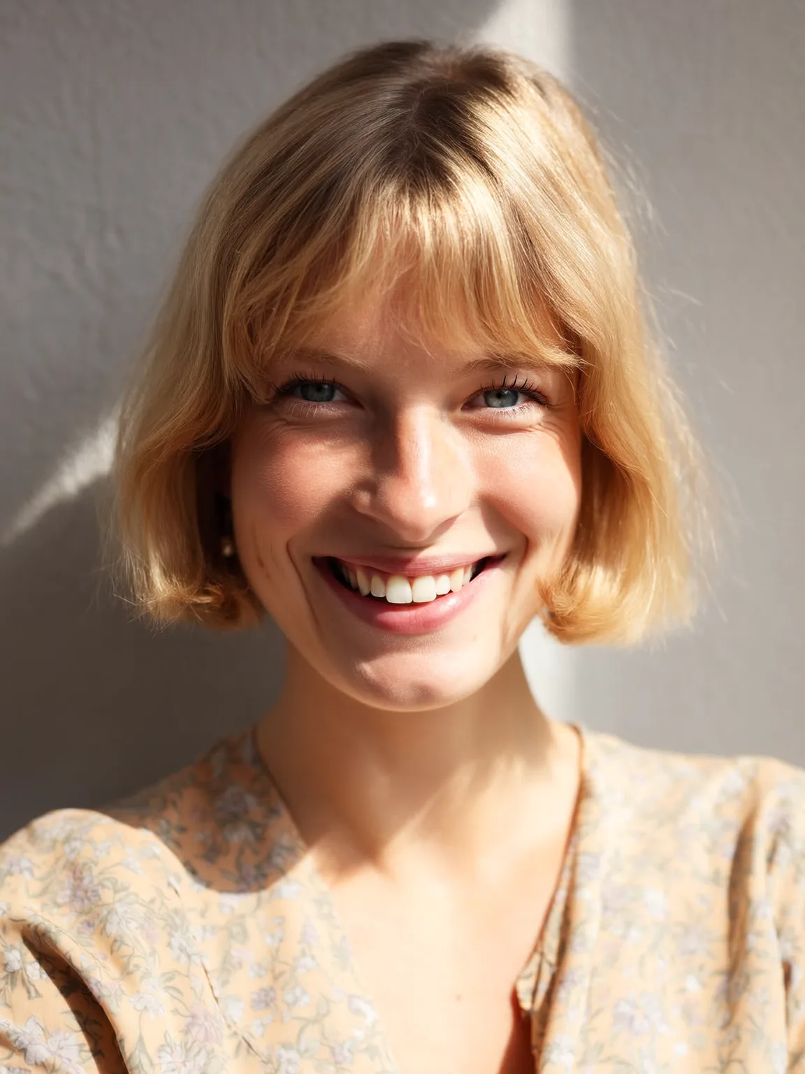 Chin-Length Vanilla Blonde Bob with Blunt Bangs