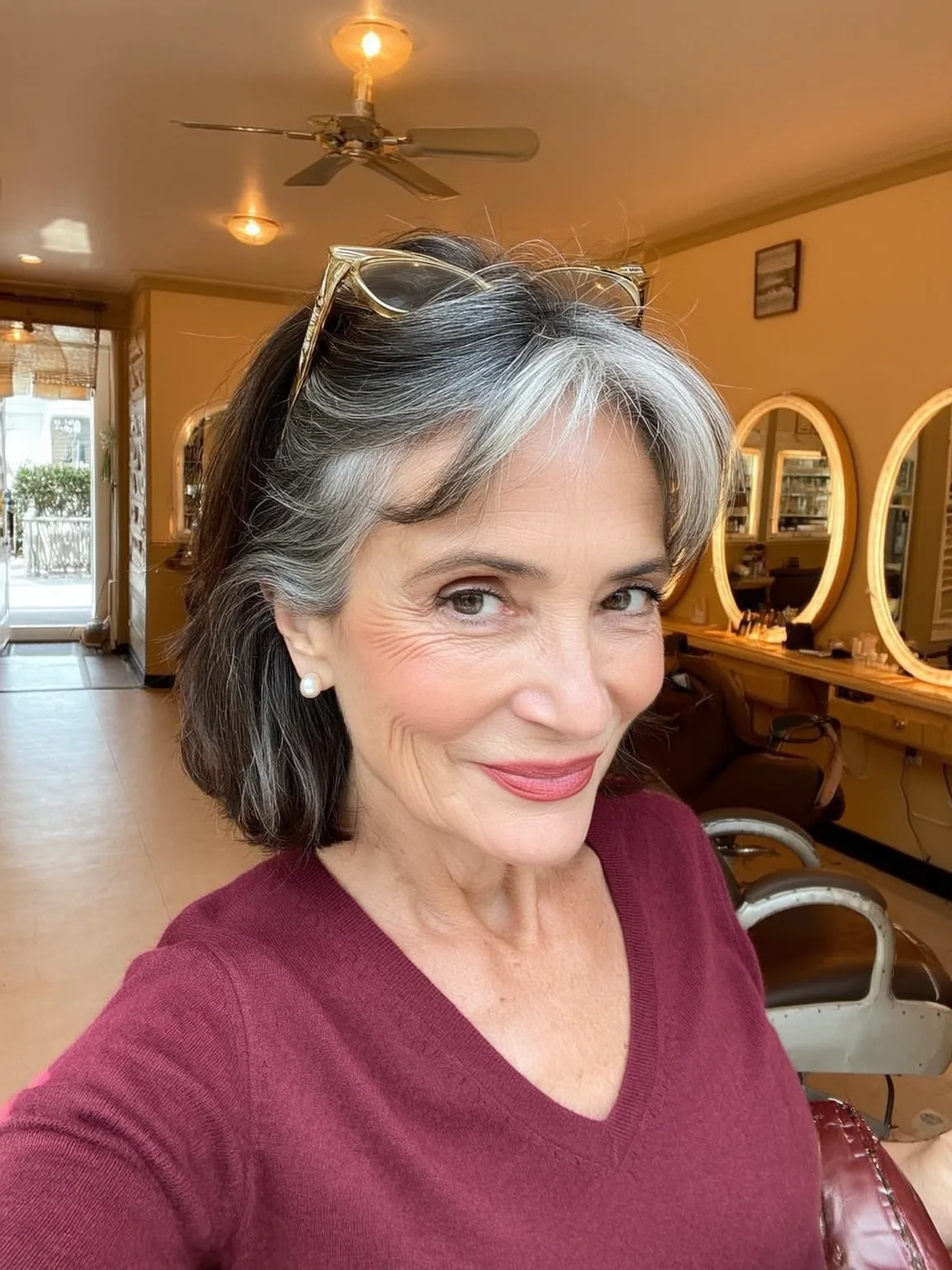 Chin-Length Silver Frost Bob with Charcoal Lowlights