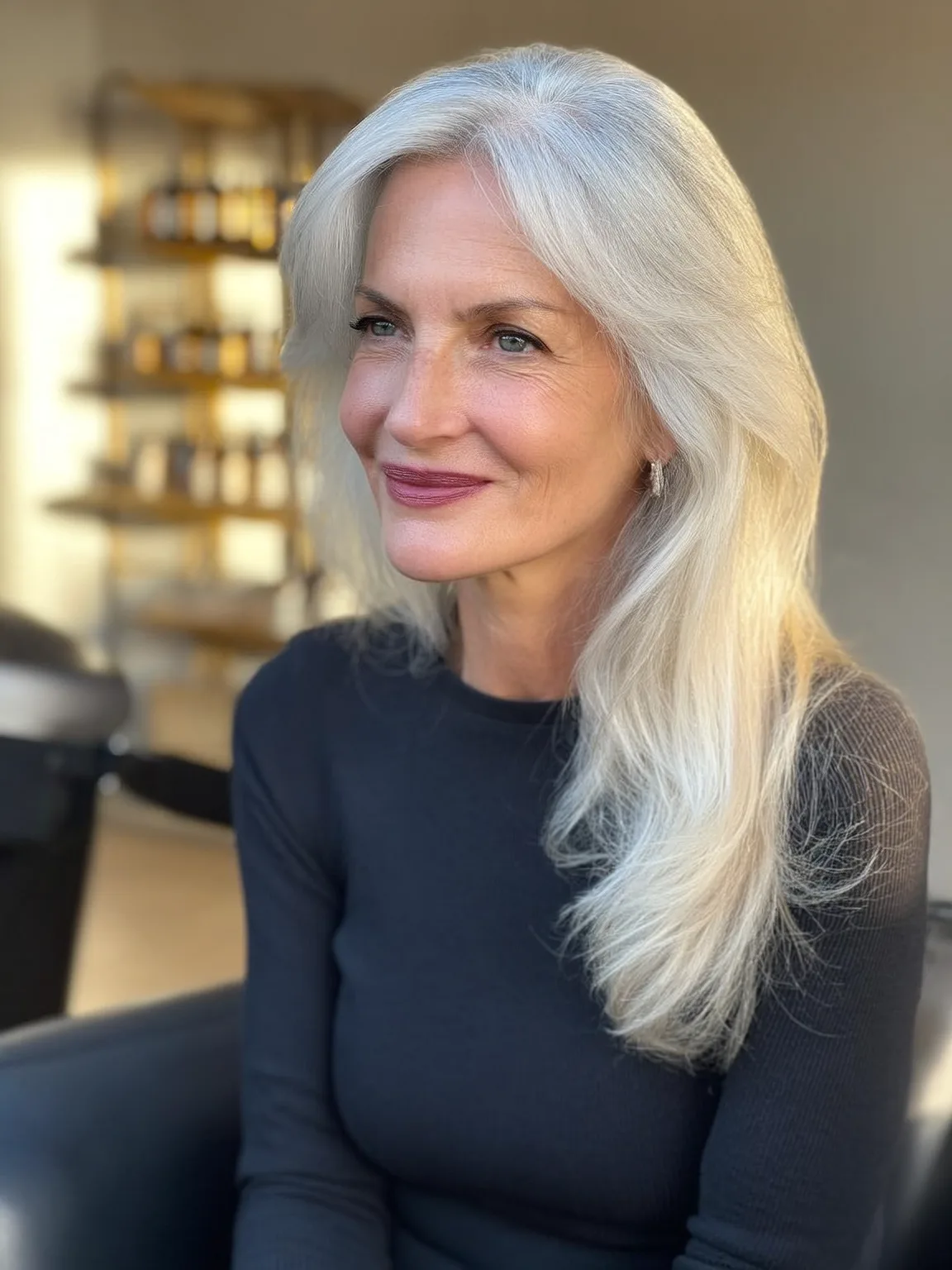Long Silver Frost Layers with Natural Volume