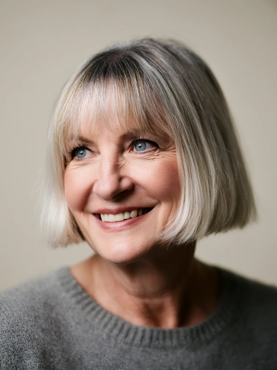 Wispy Silver Frost Chin-Length Bob
